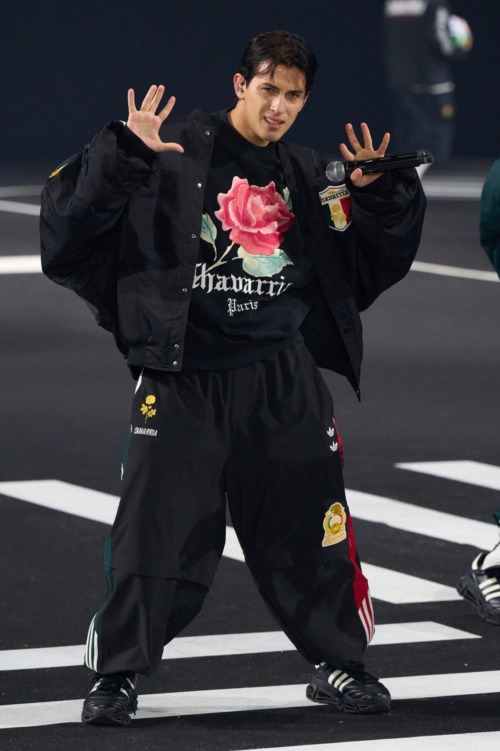oversized black jacket with printed sweater