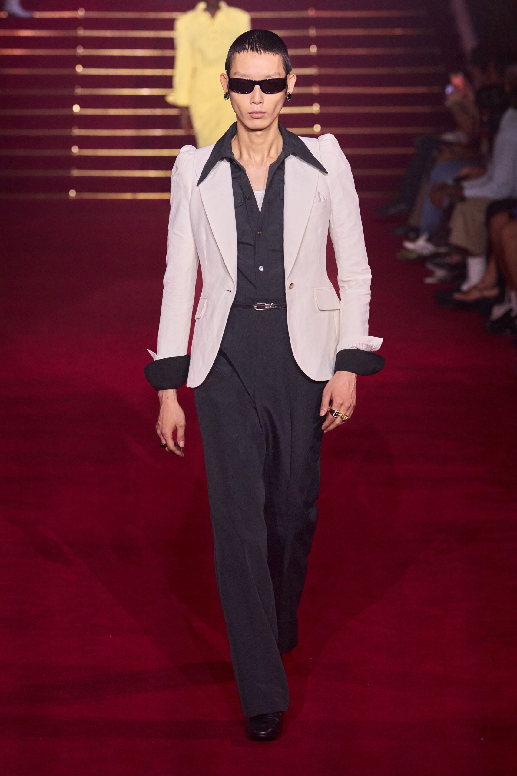black slim straight-leg pants