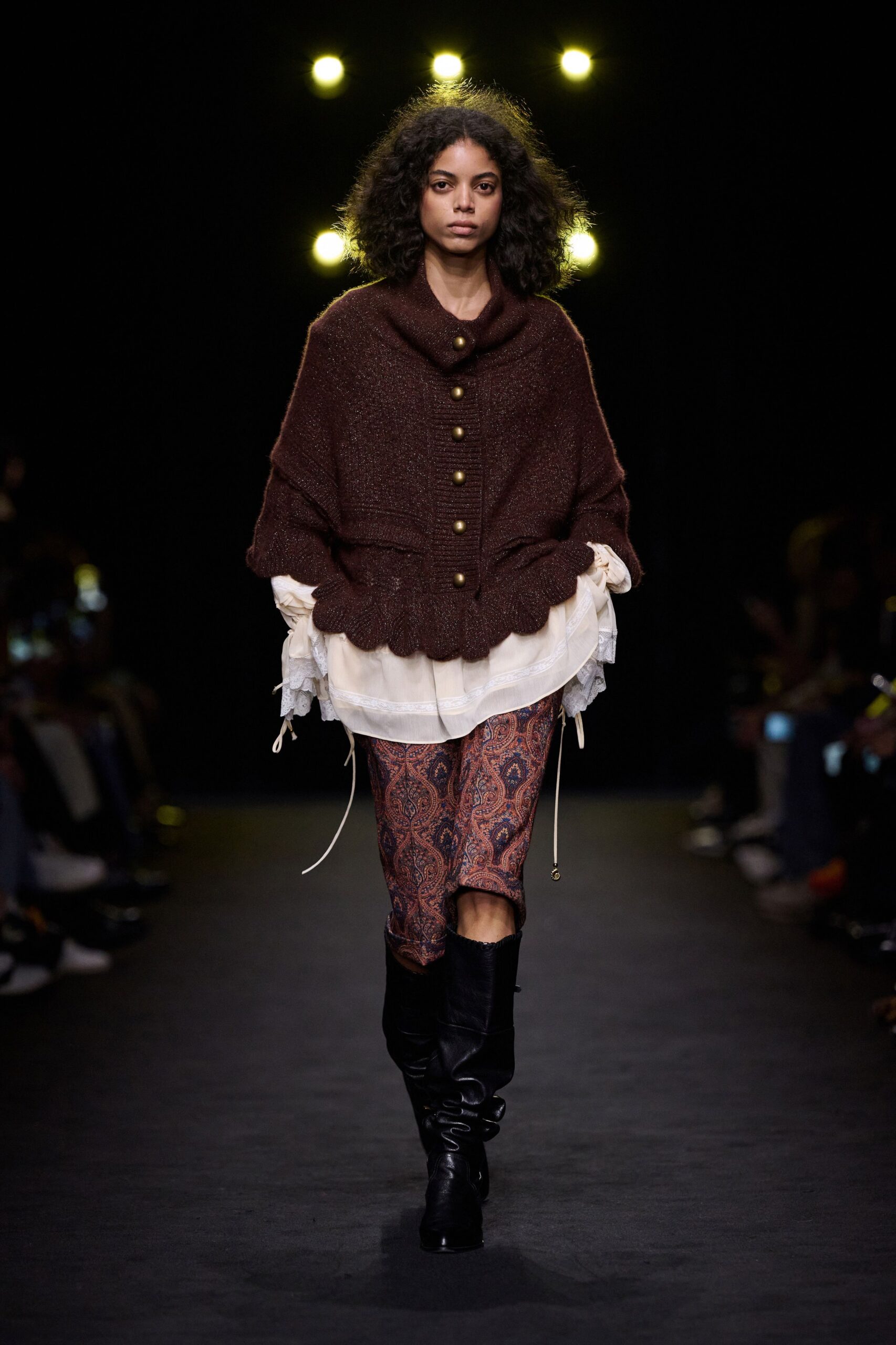 brown wool long-sleeve collared relaxed buttoned sweater
