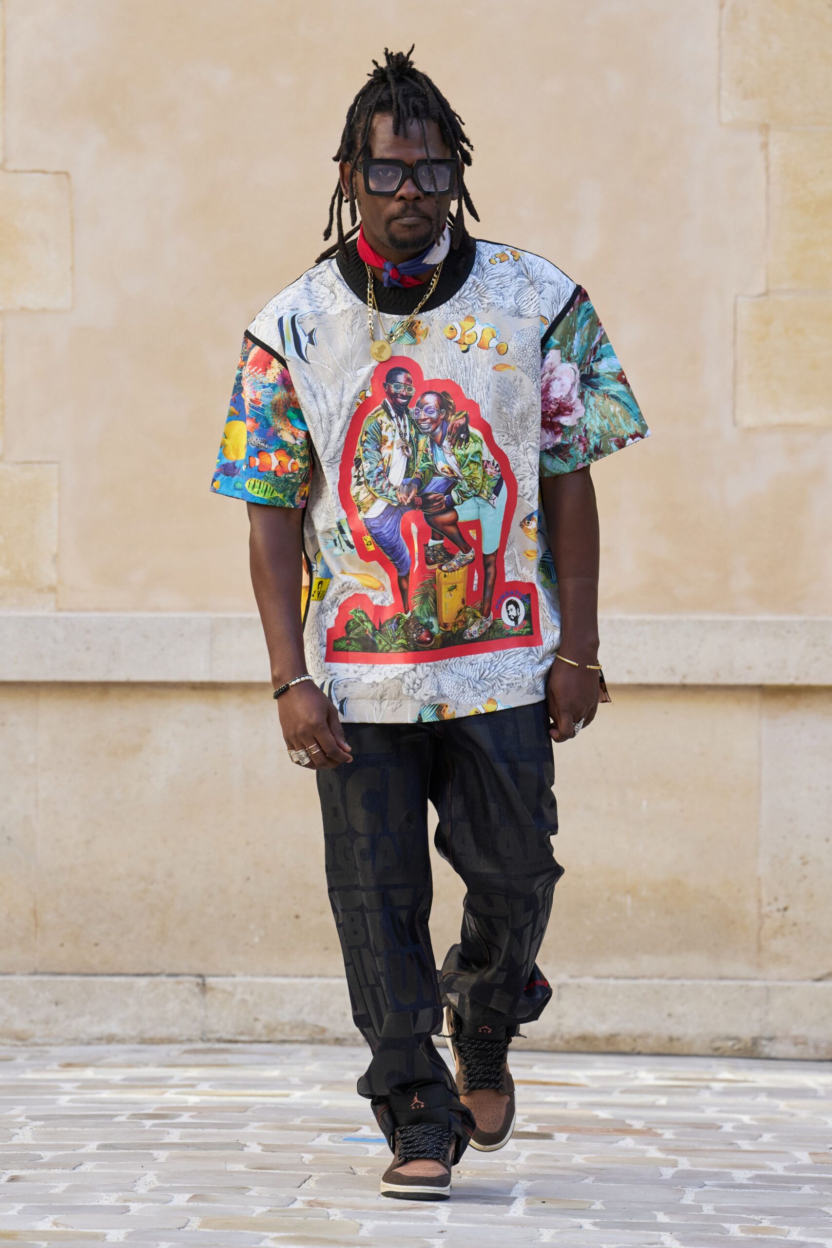 multi cotton short-sleeve collared relaxed printed shirt