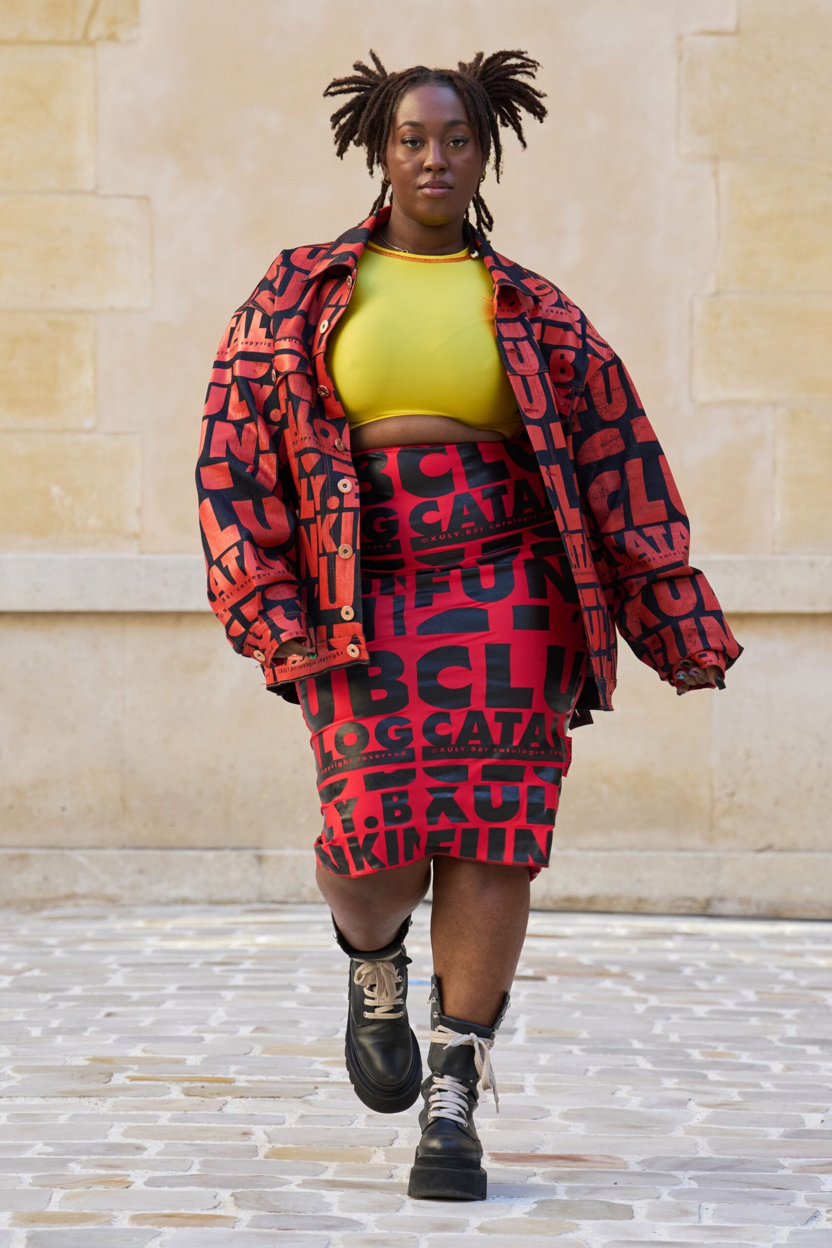 red cotton long-sleeve collared relaxed printed jacket