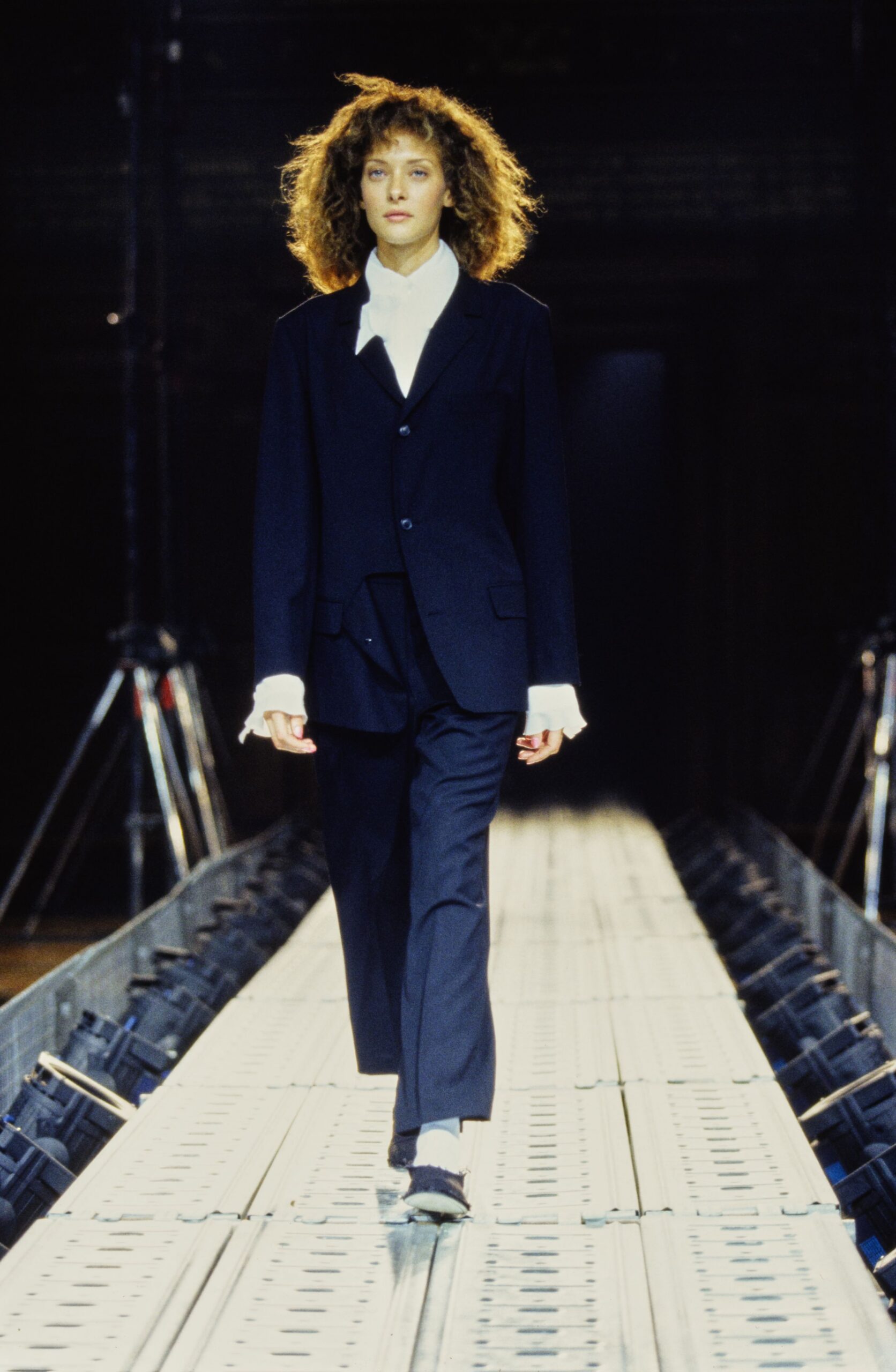 black tailored suit with white shirt