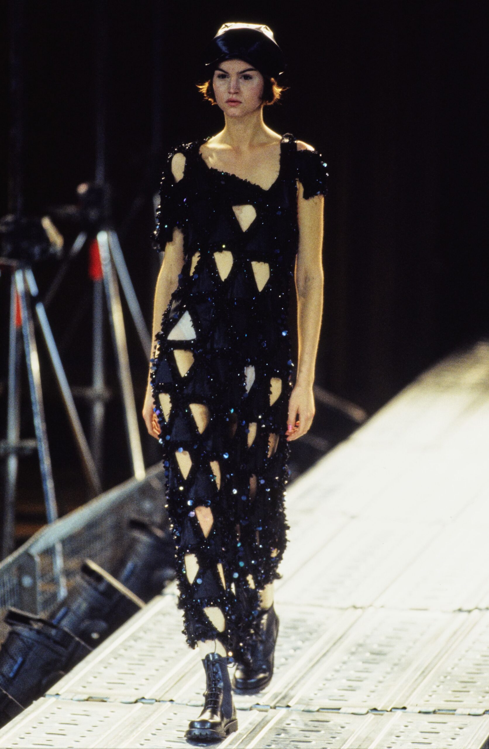 black sequined cutout maxi dress