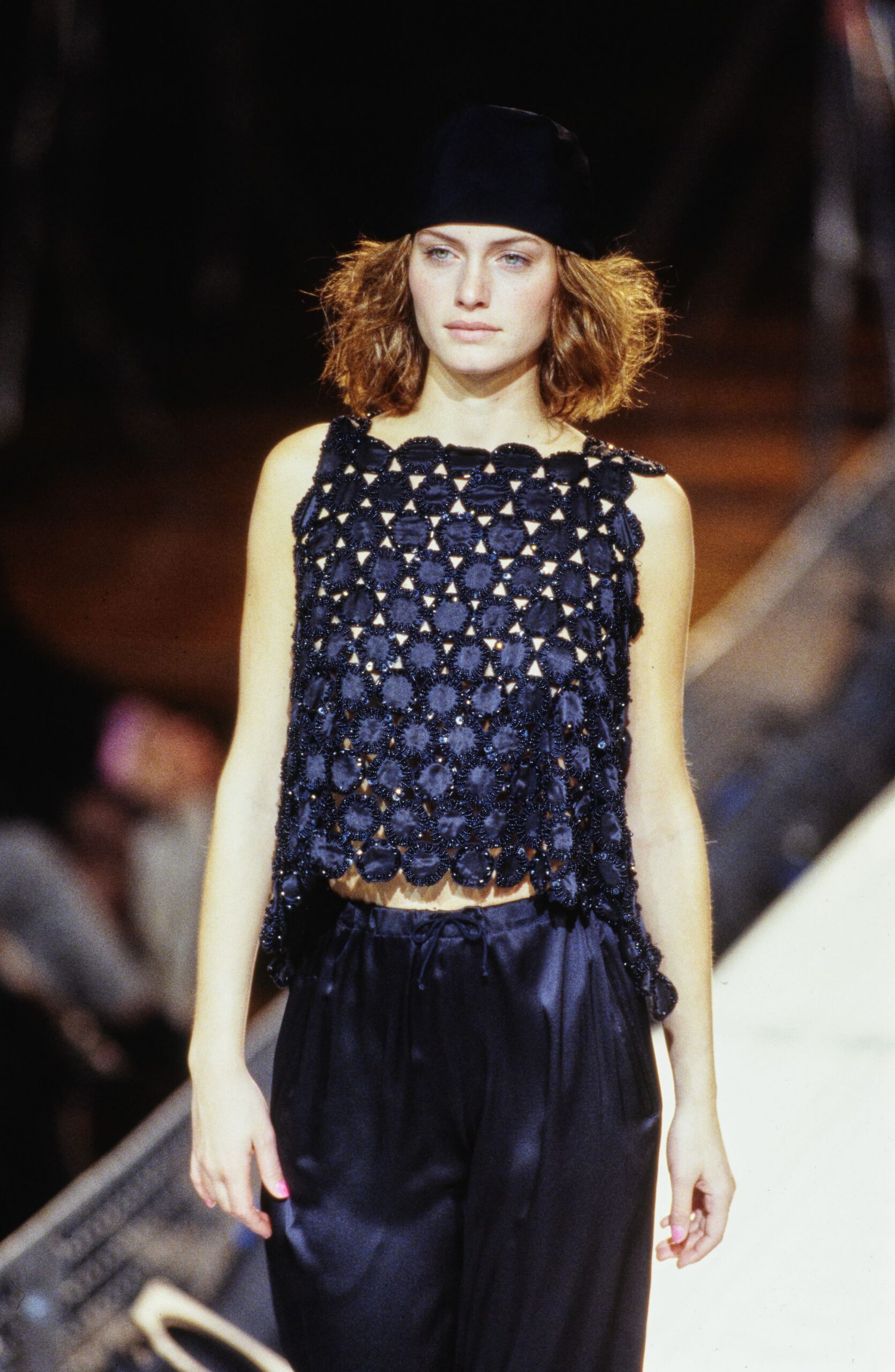 black crochet sleeveless high-neck fitted layered cropped top