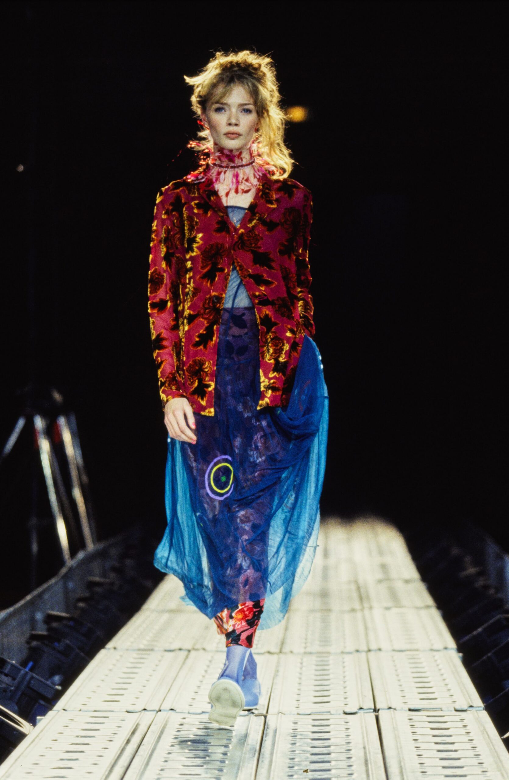 blue chiffon relaxed layered flowing skirt