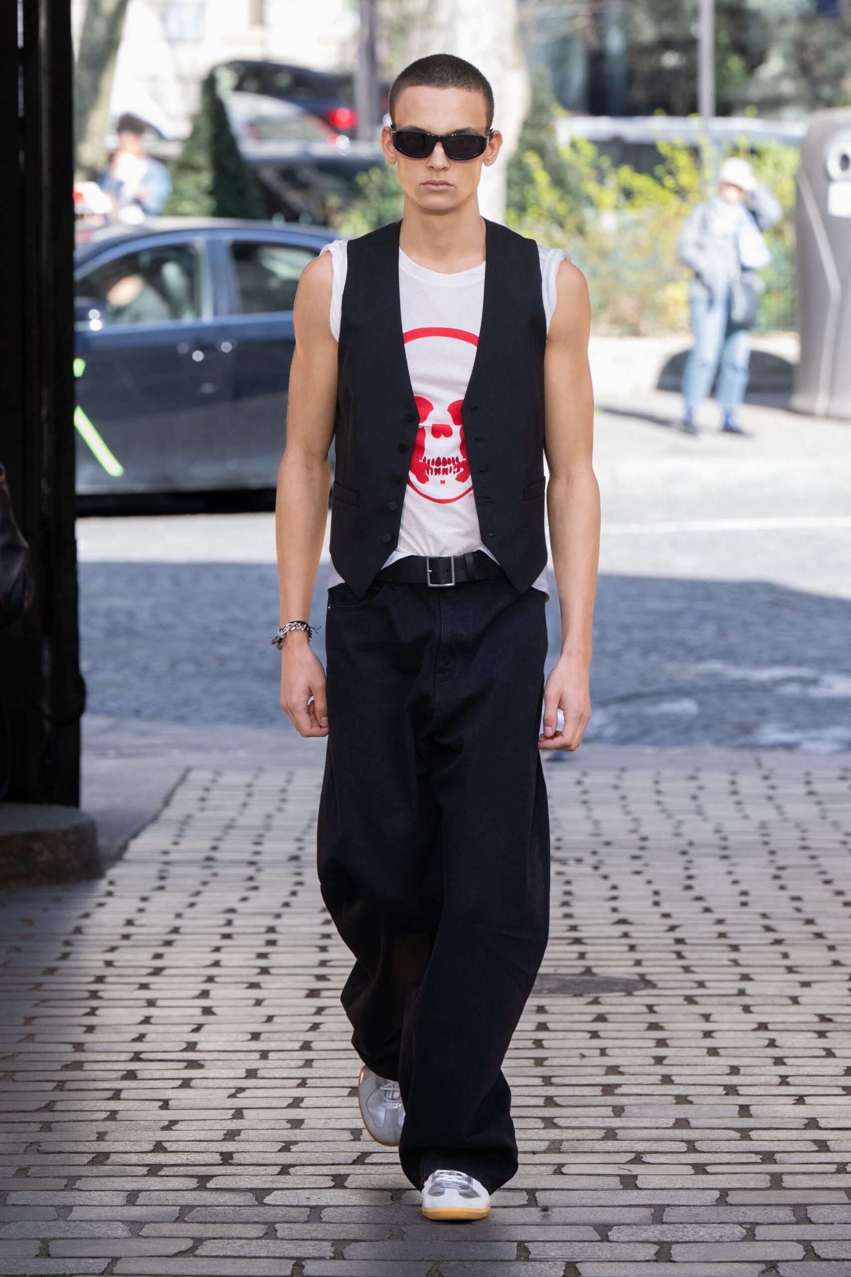 black denim relaxed wide-leg pants