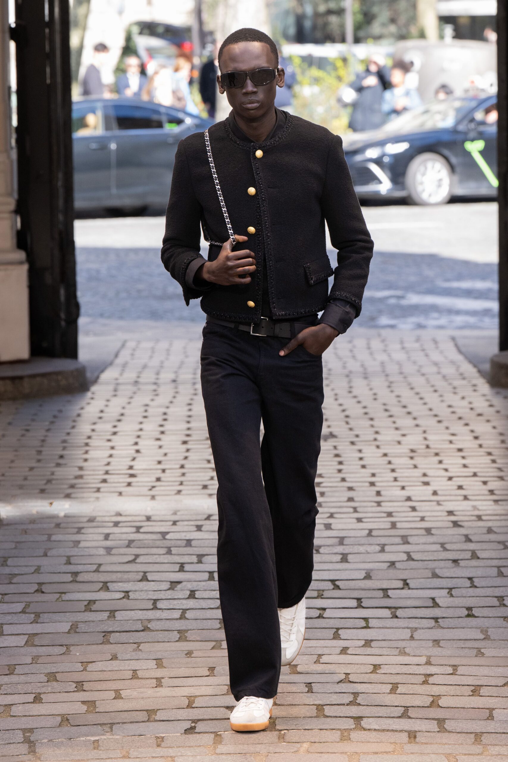 black fitted jacket with jeans