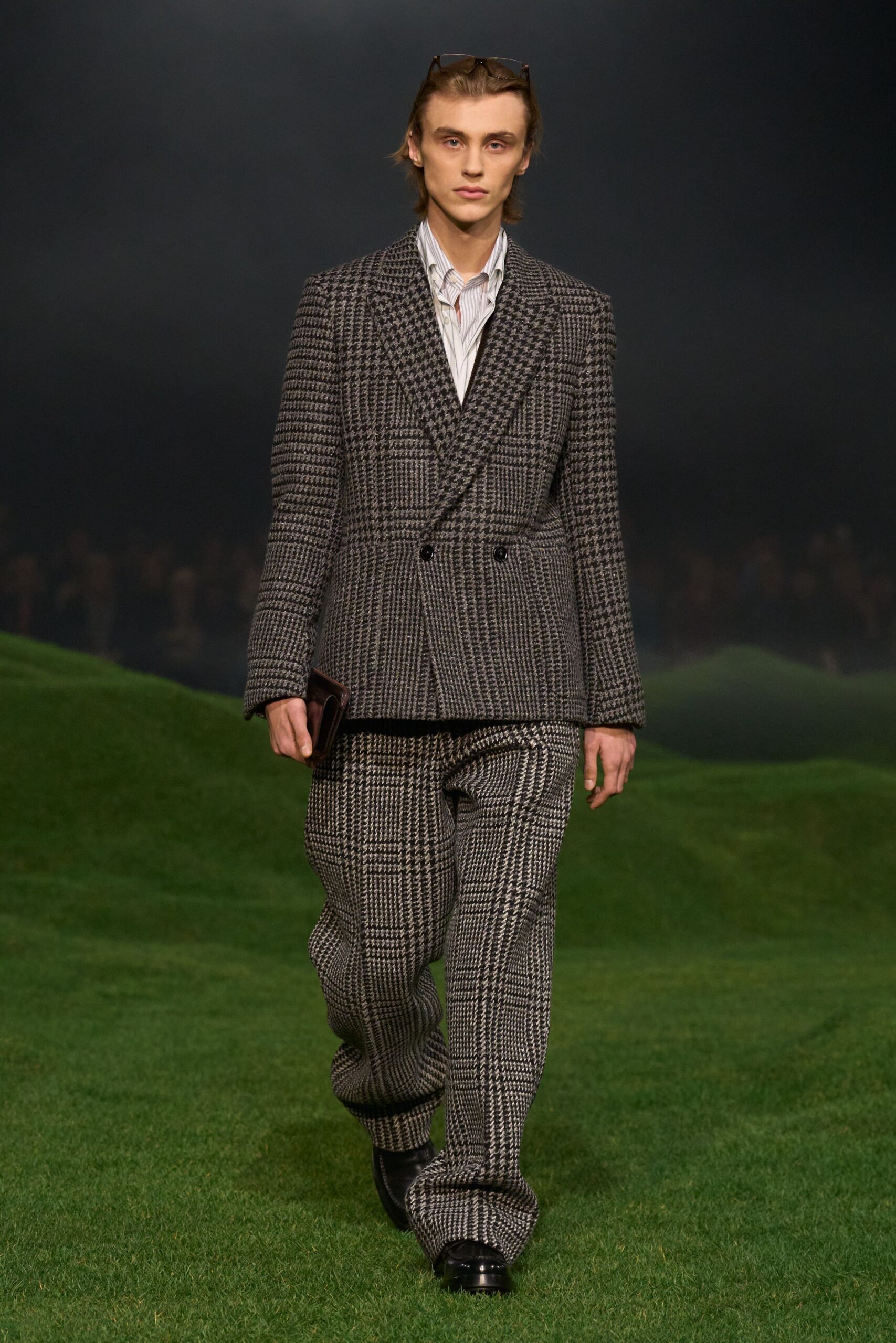 tailored black and gray suit
