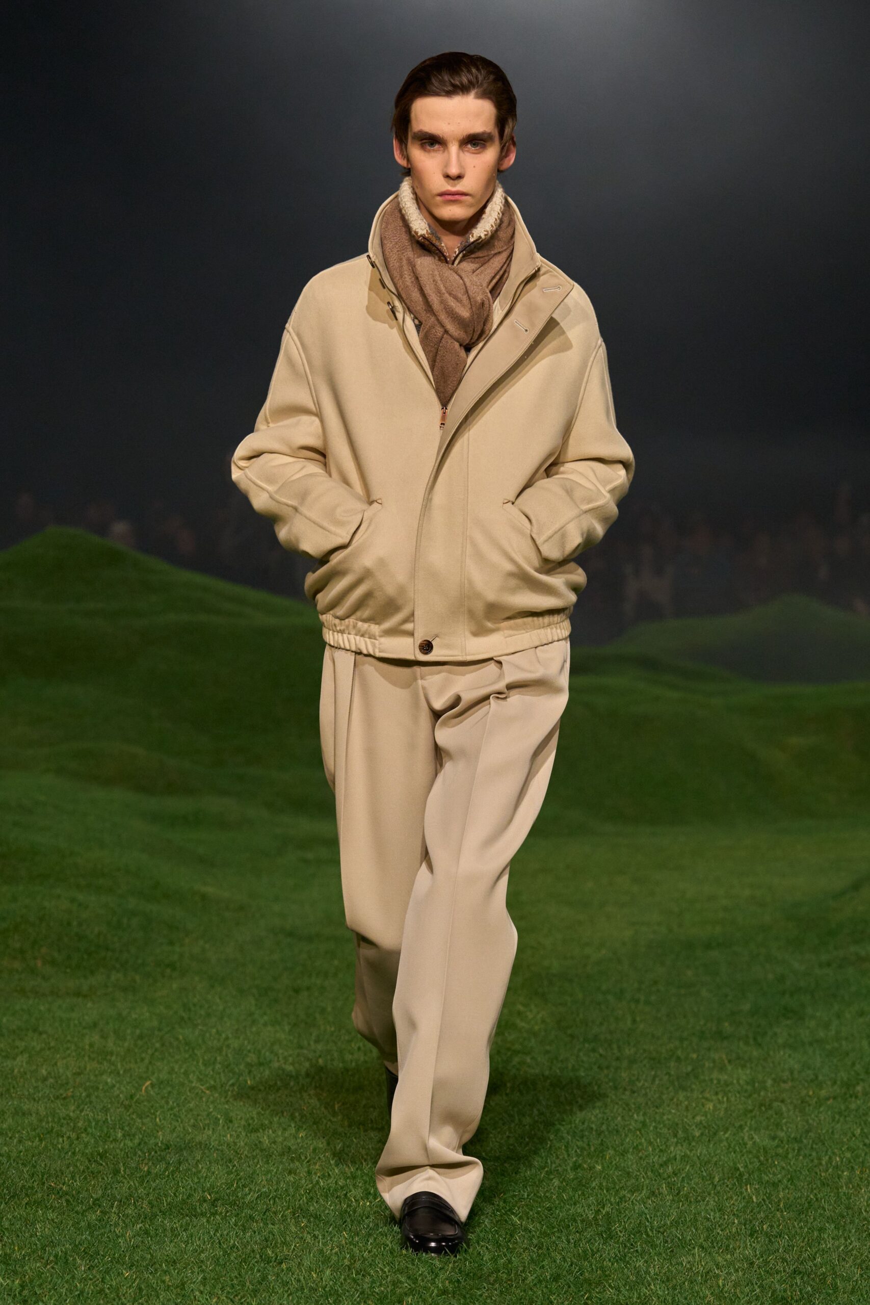 beige relaxed jacket with pants