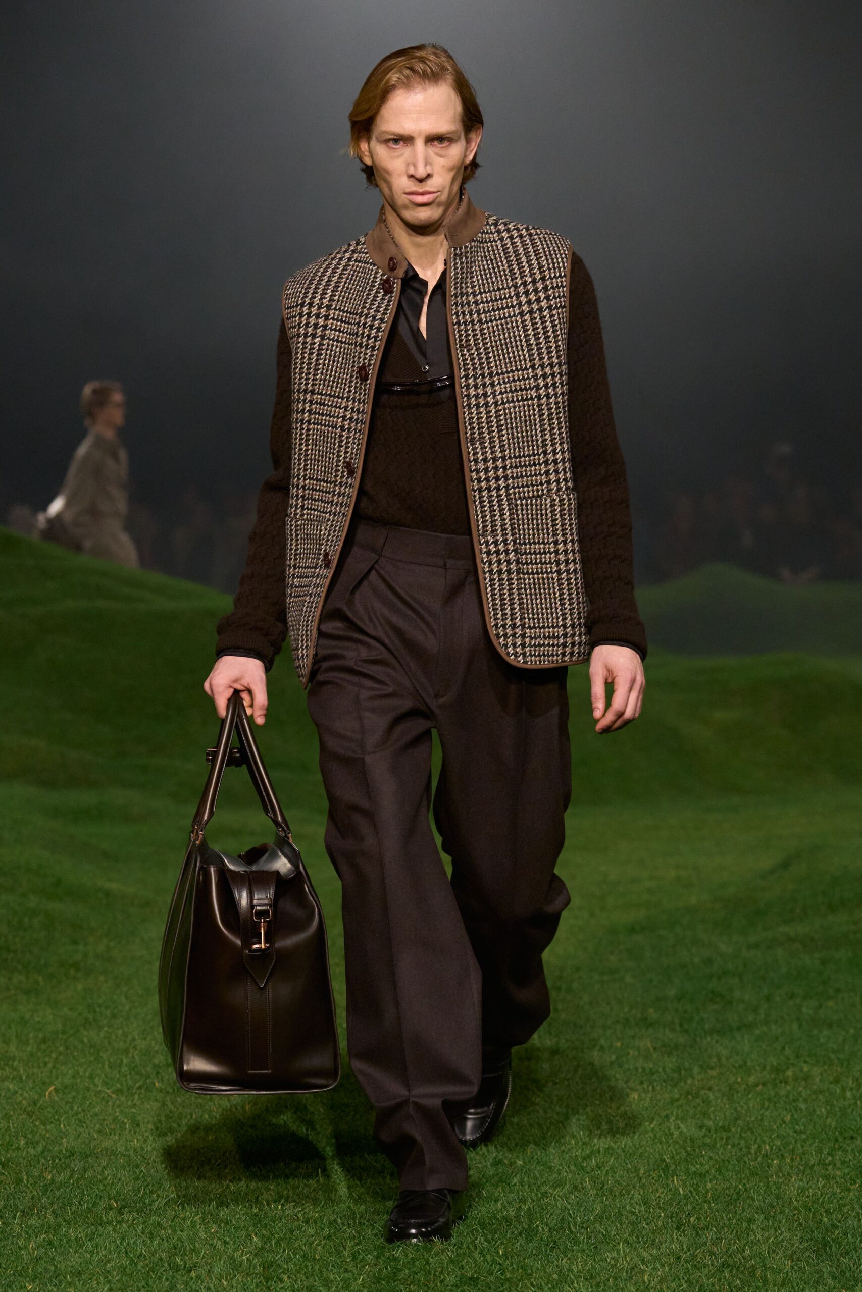 black wool vest with tailored pants