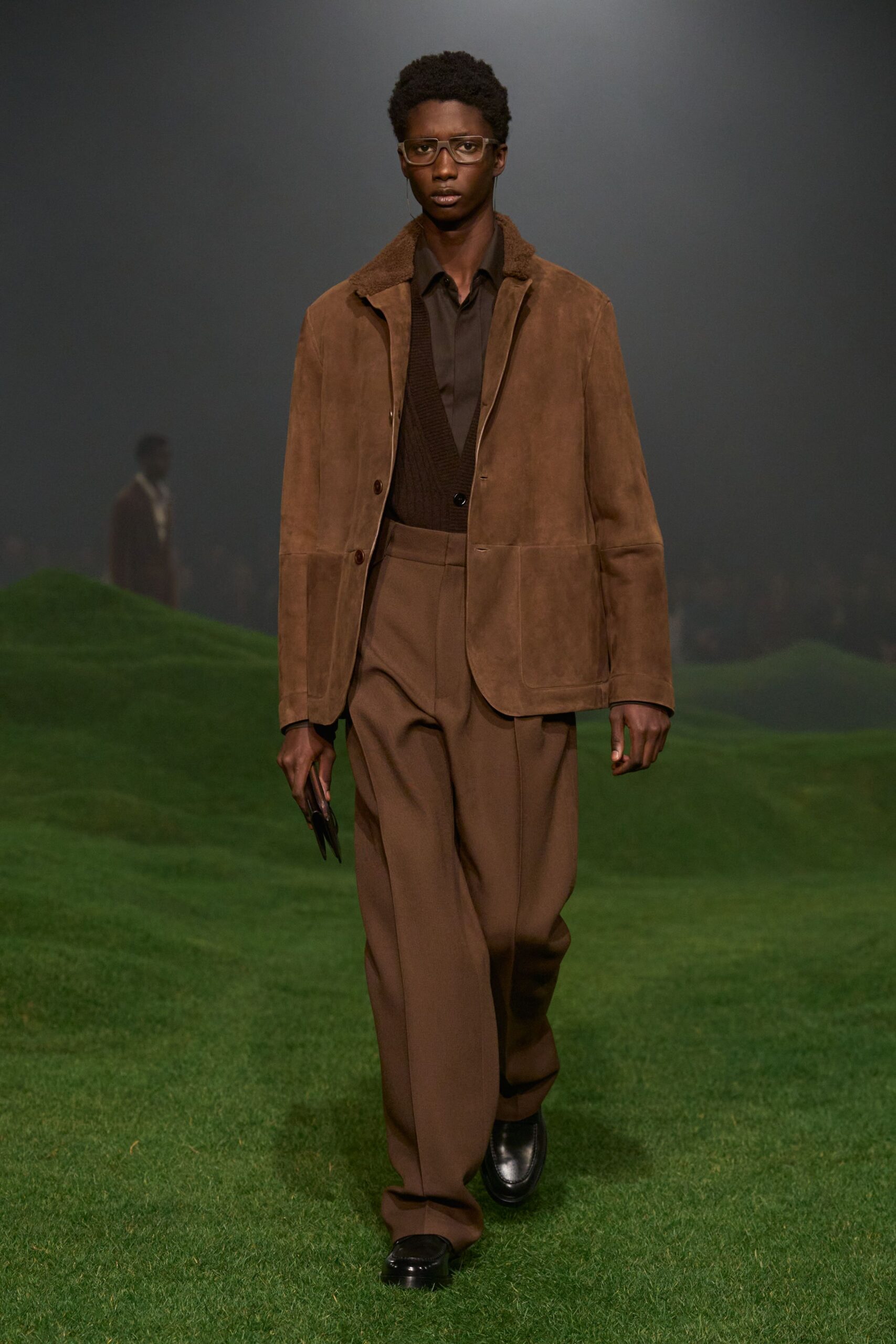 brown wool tailored pleated pants