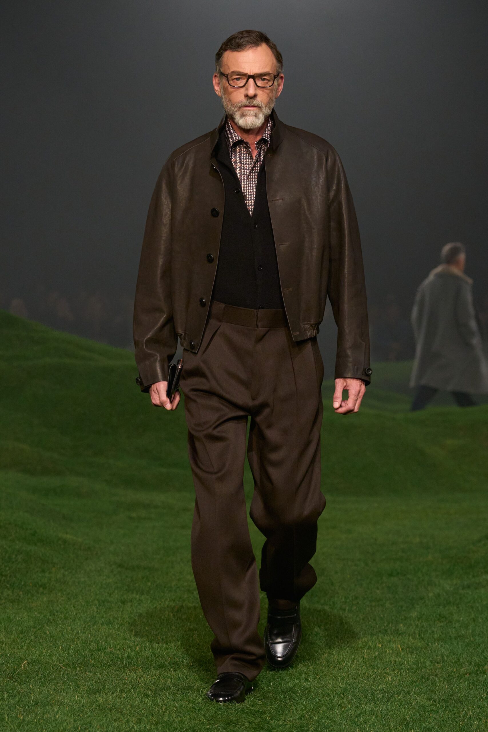 brown wool tailored pleated pants