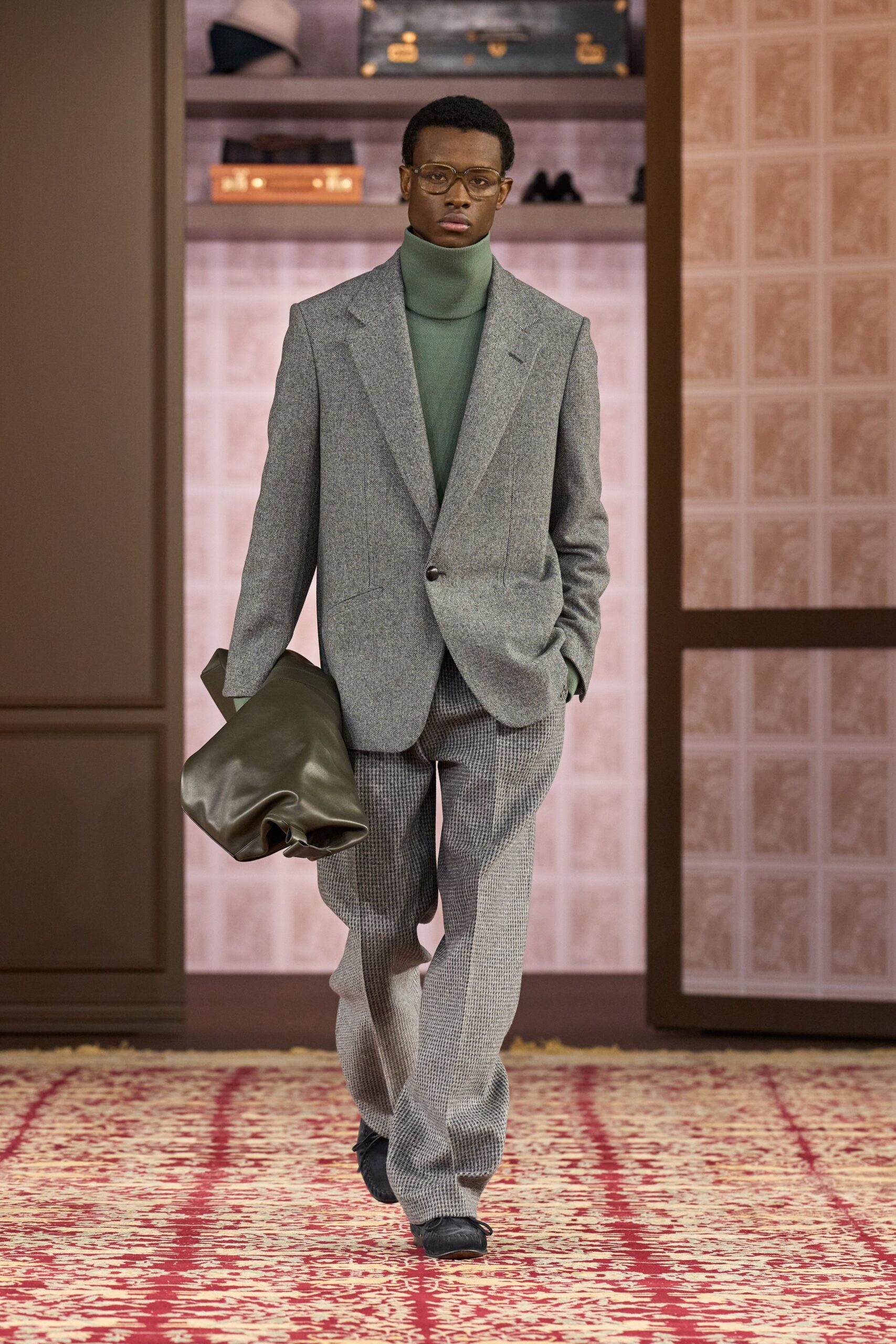 gray wool long-sleeve collared tailored striped suit