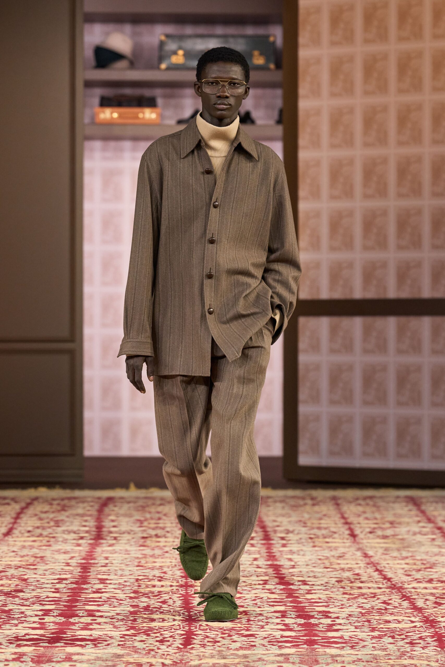 brown cotton relaxed straight-leg pants