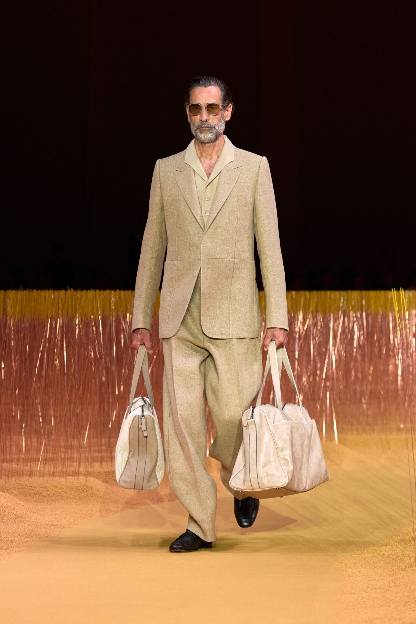 beige linen relaxed suit