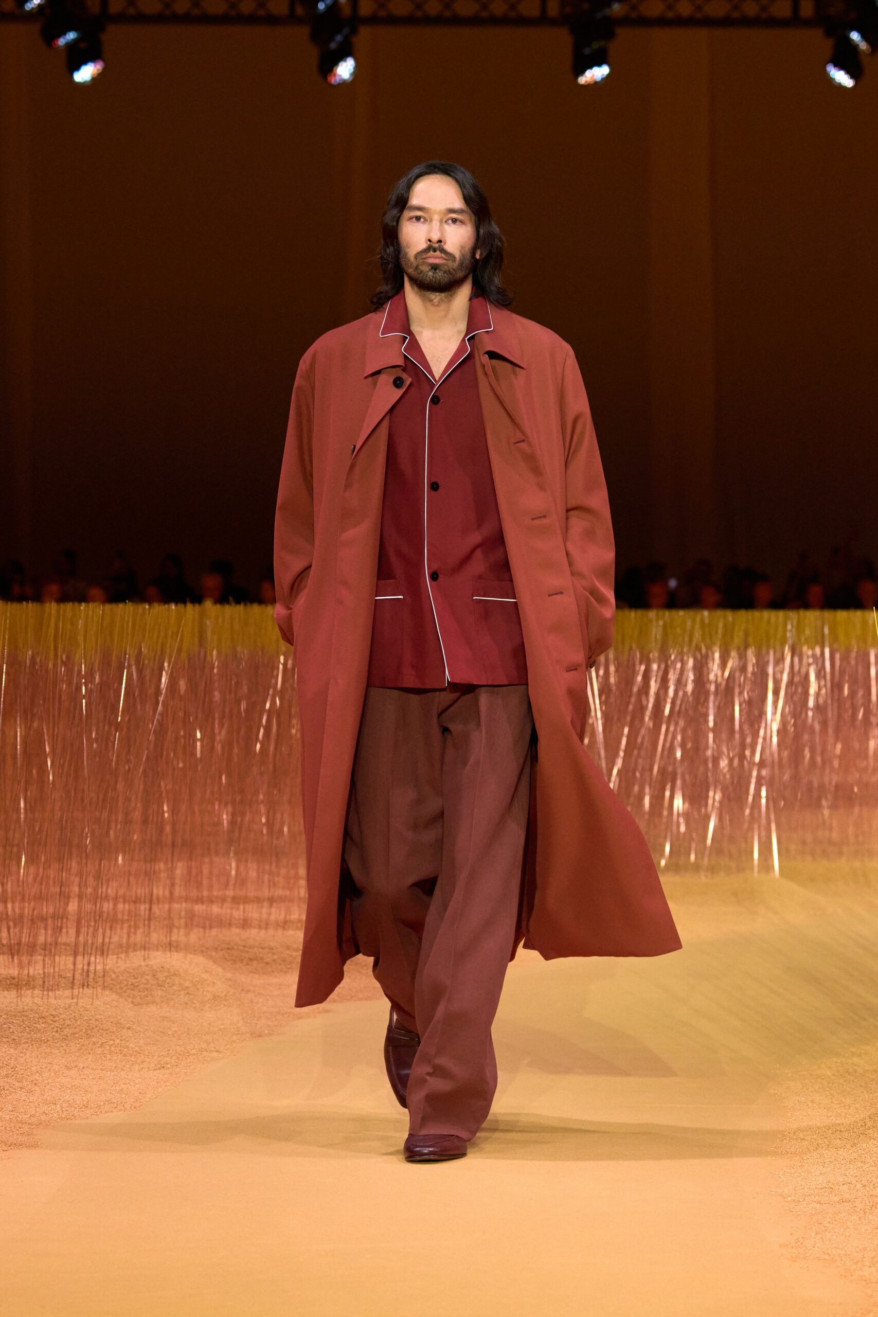 red coat and shirt ensemble
