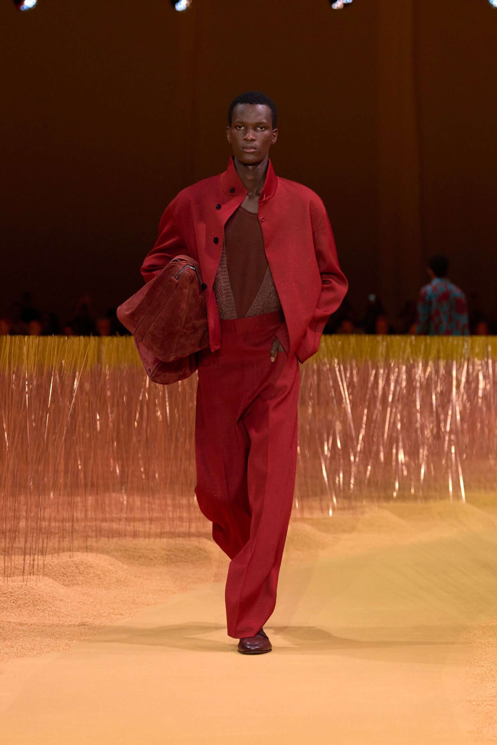 red cotton relaxed wide-leg pants