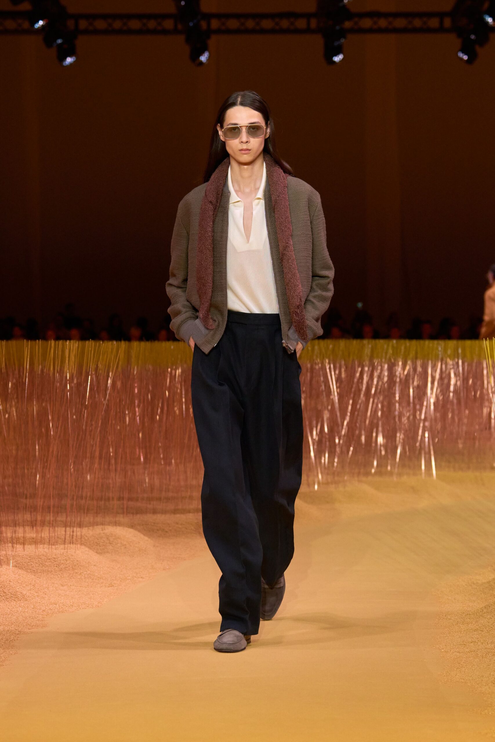 brown blazer white top black pants