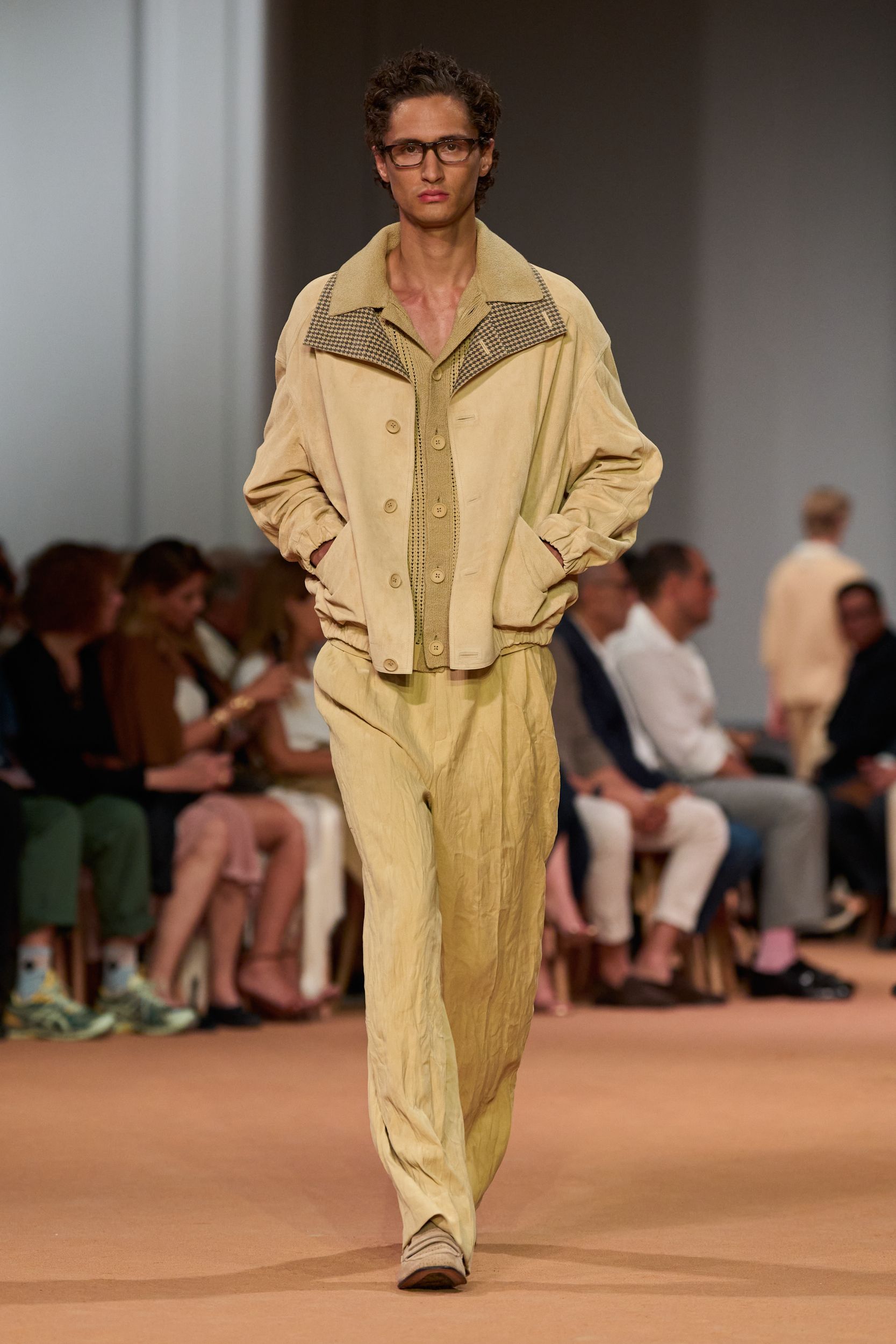 yellow cotton long-sleeve collared relaxed buttoned jacket