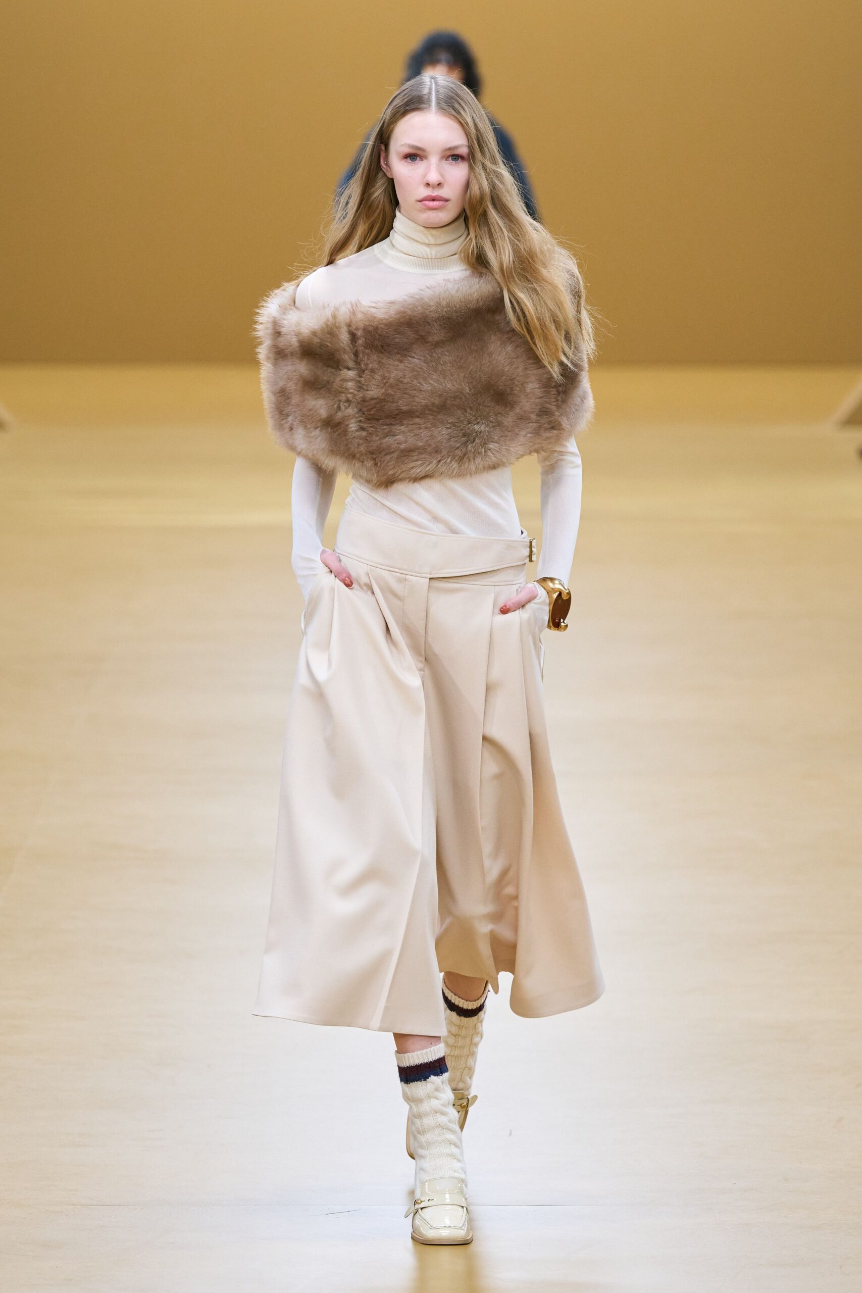 brown fur structured cape