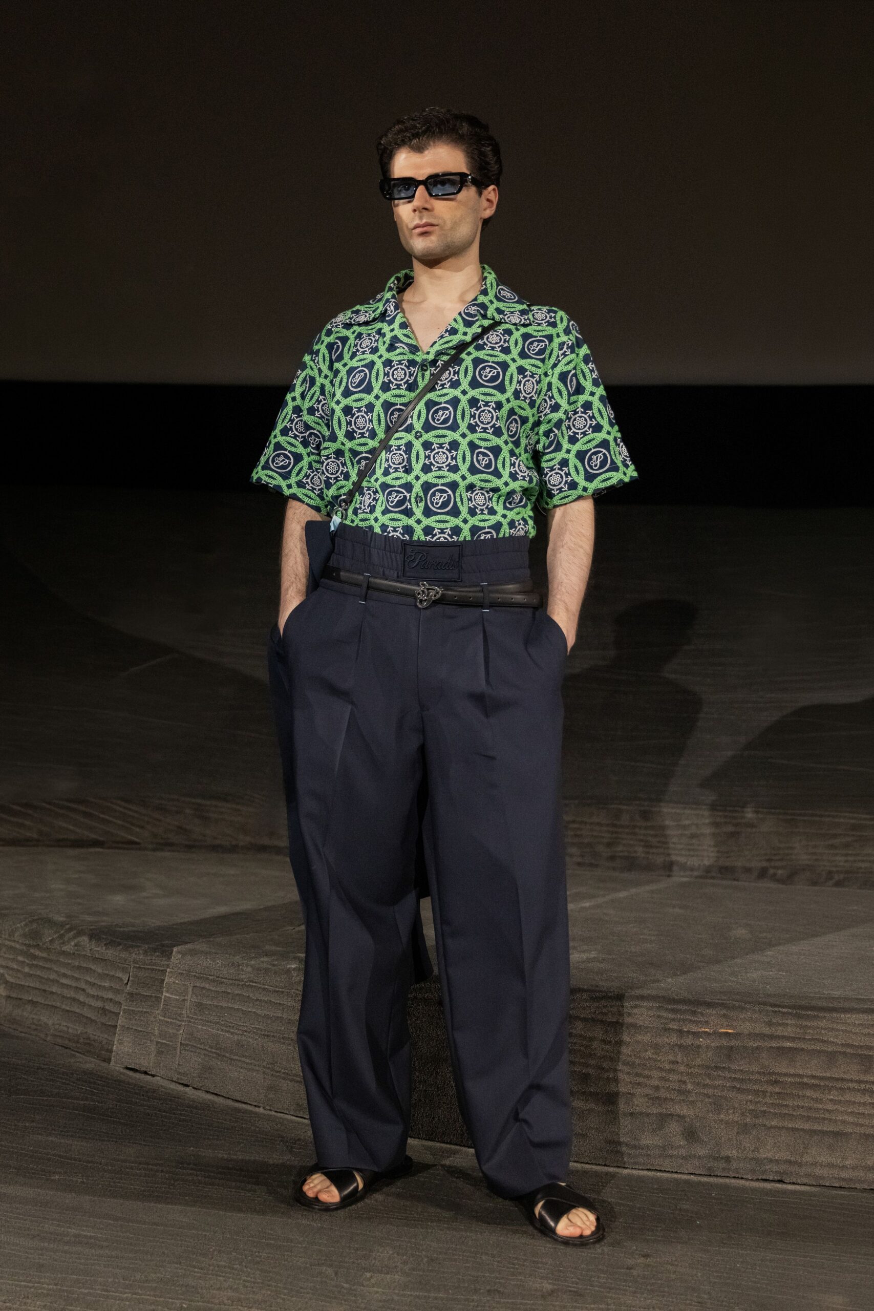 relaxed printed shirt and wide-leg pants