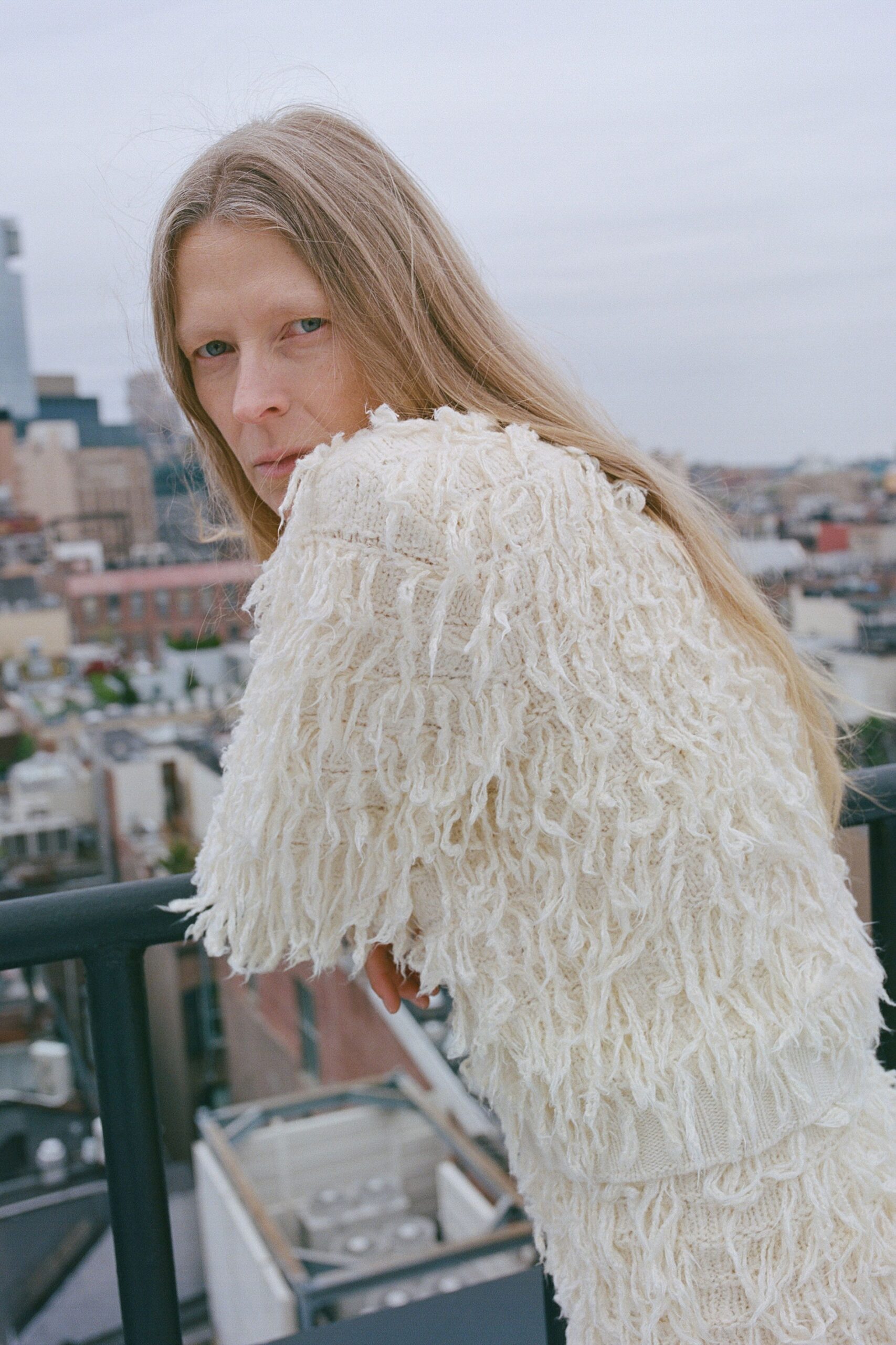 white relaxed fringed top