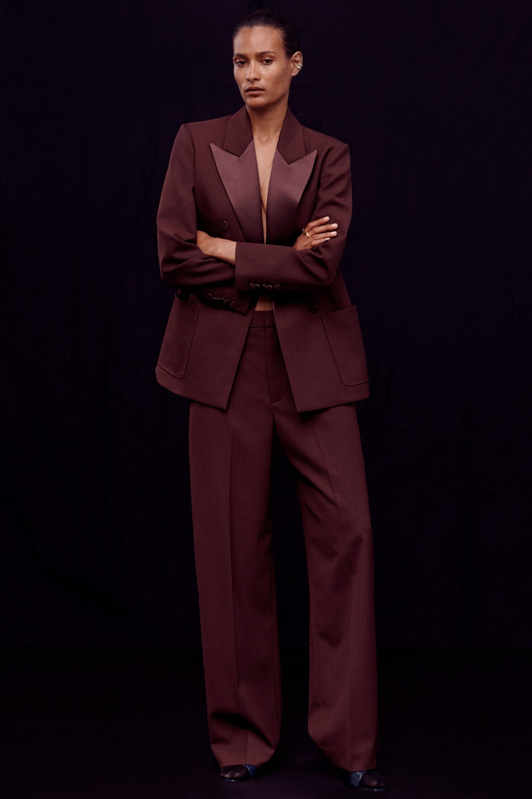 brown tailored wool suit