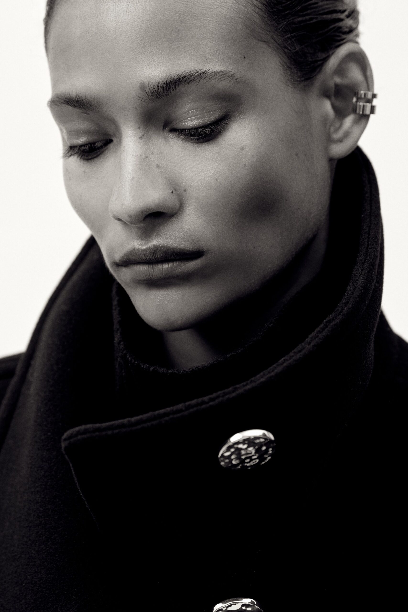 black structured wool coat