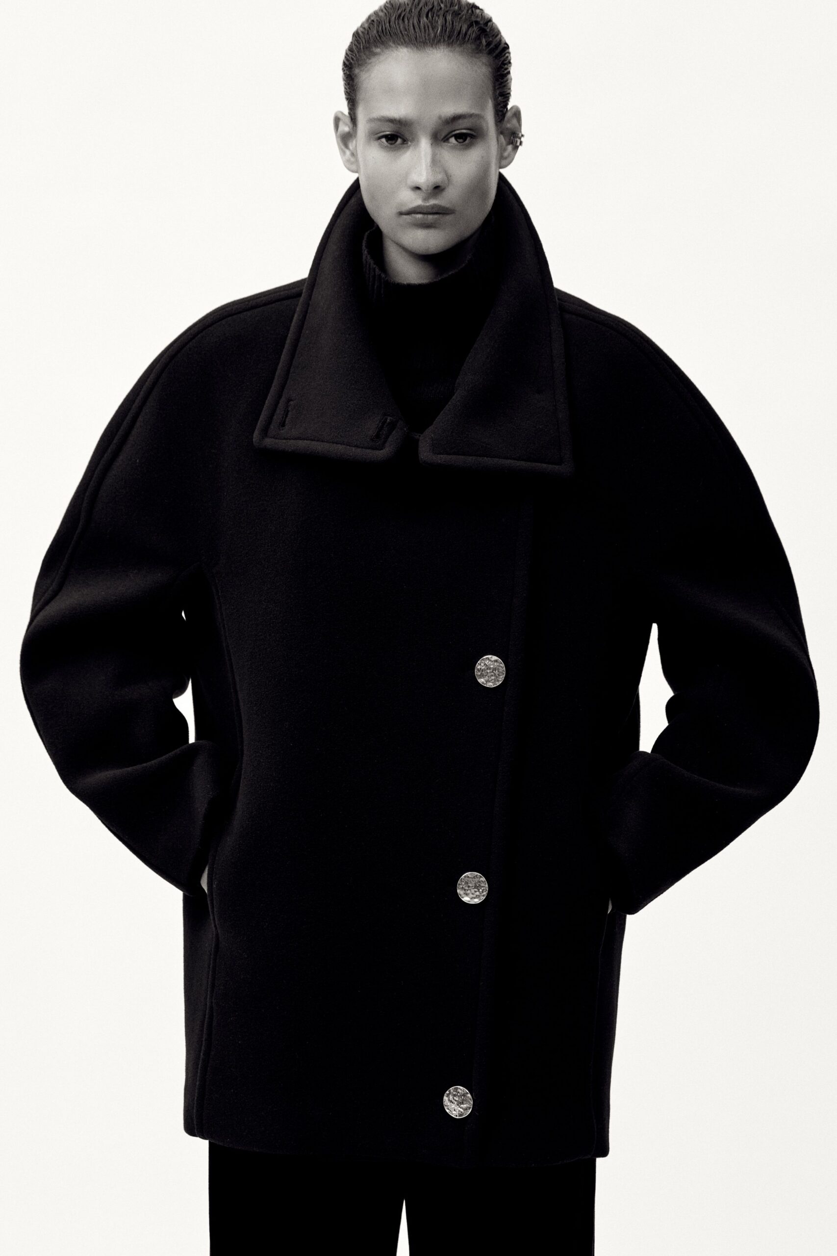 oversized black wool coat
