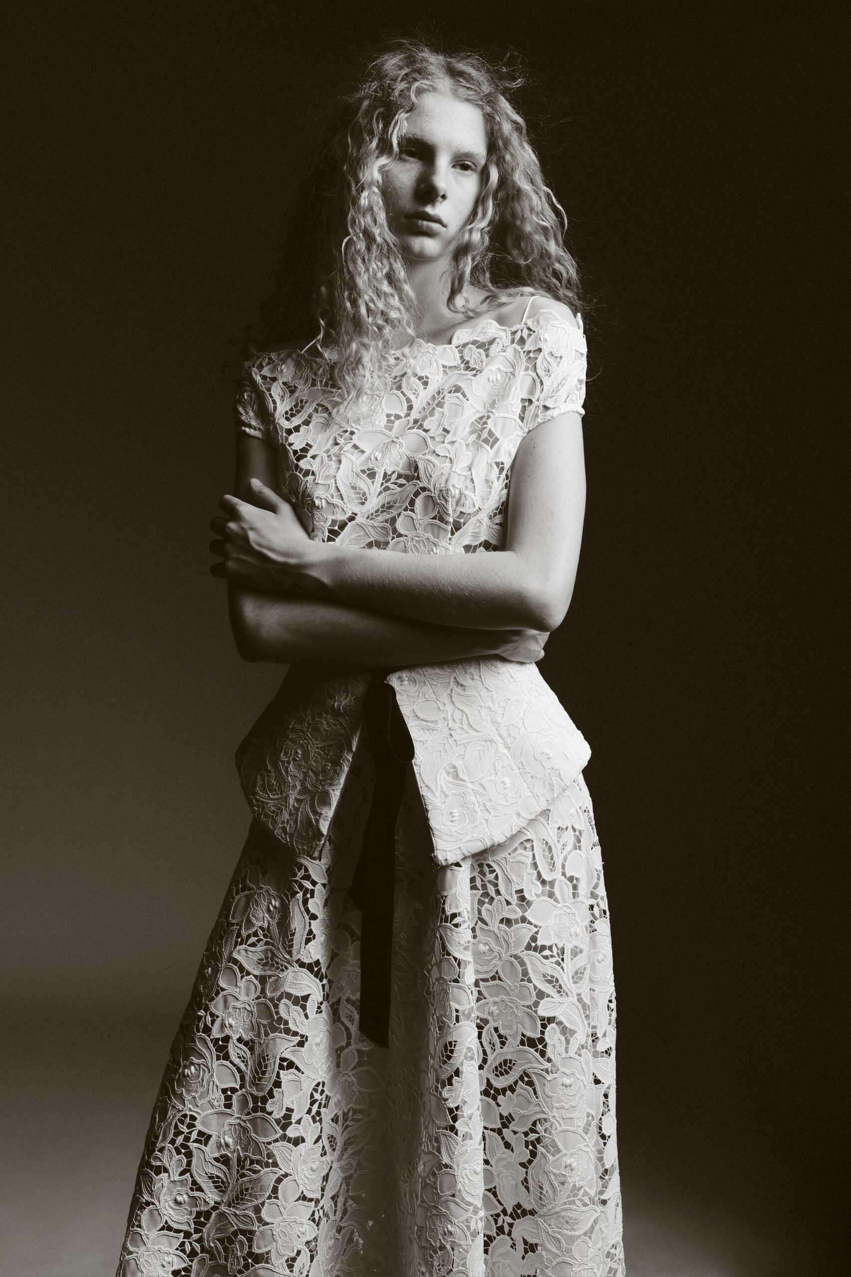 white lace fitted midi dress
