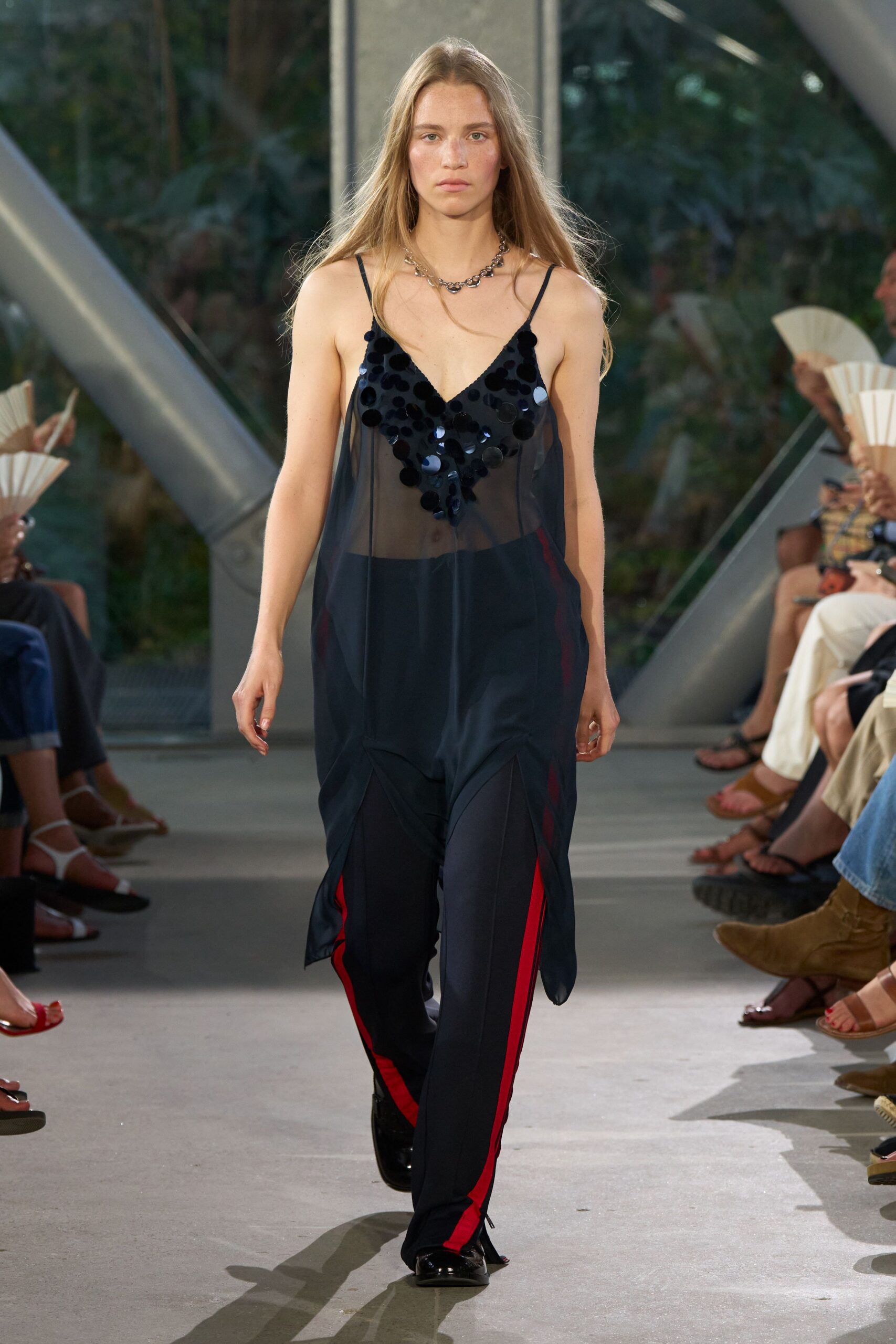 black silk sleeveless v-neck fitted layered pleated dress