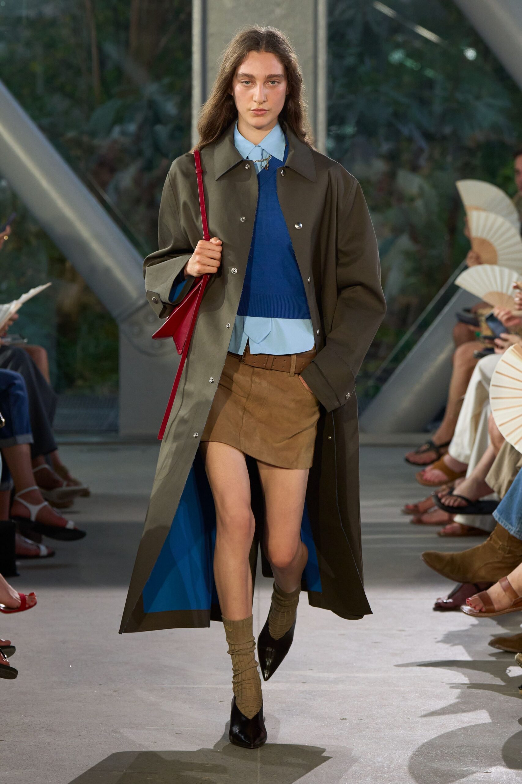 brown suede fitted pencil short skirt