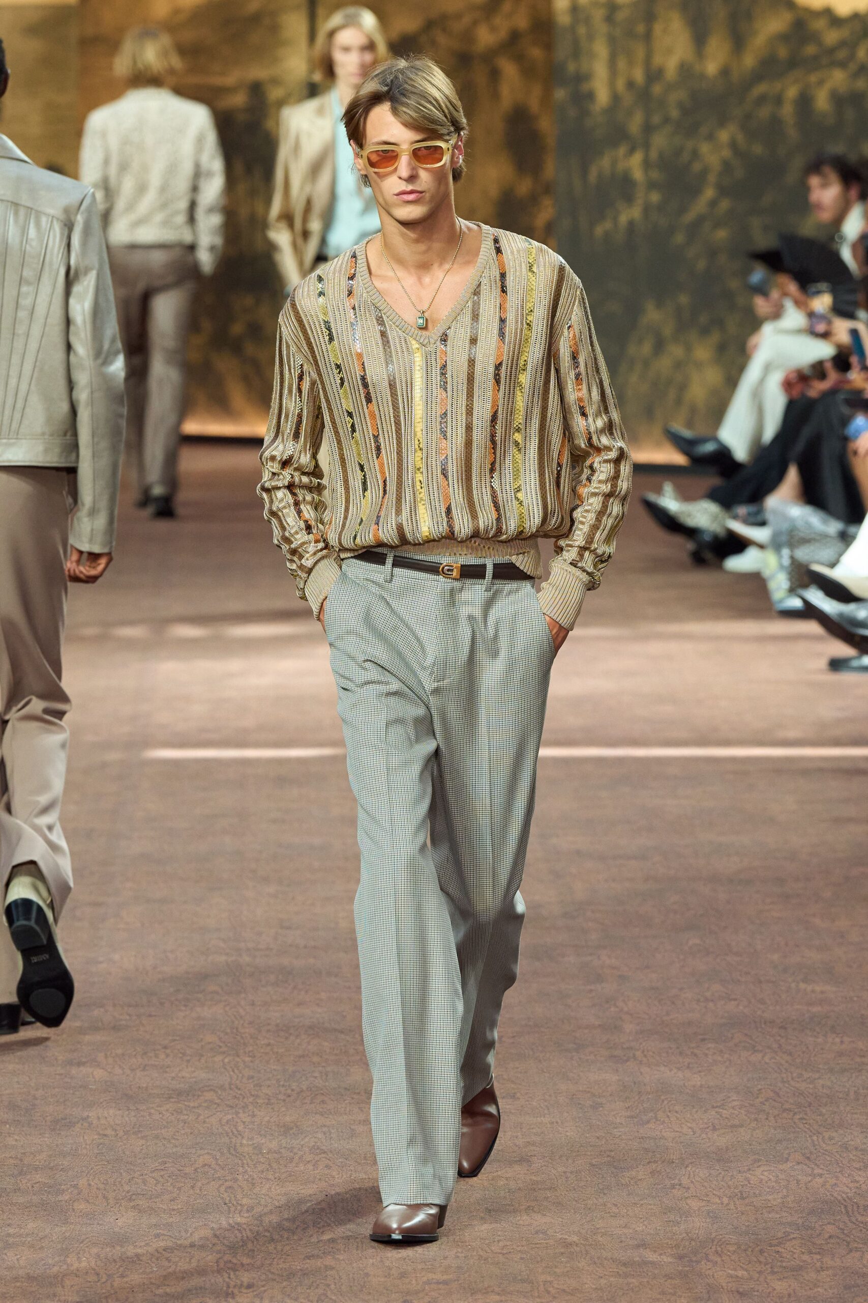 beige cotton long-sleeve collared relaxed embroidered shirt