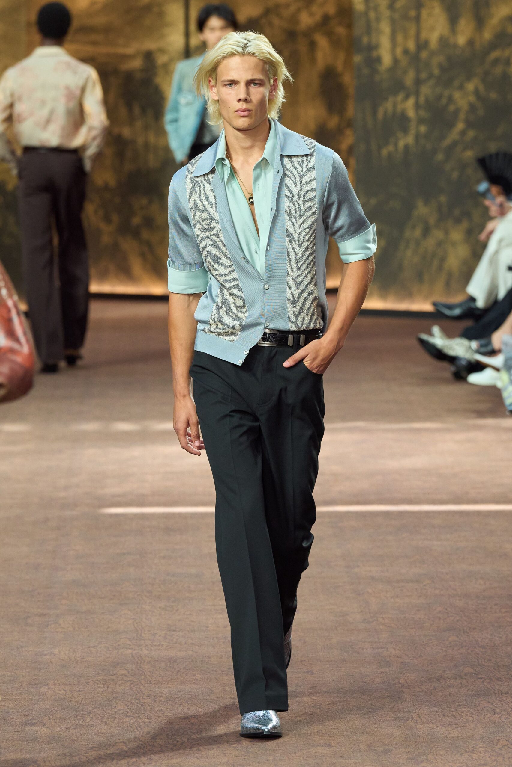 black cotton tailored straight-leg pants