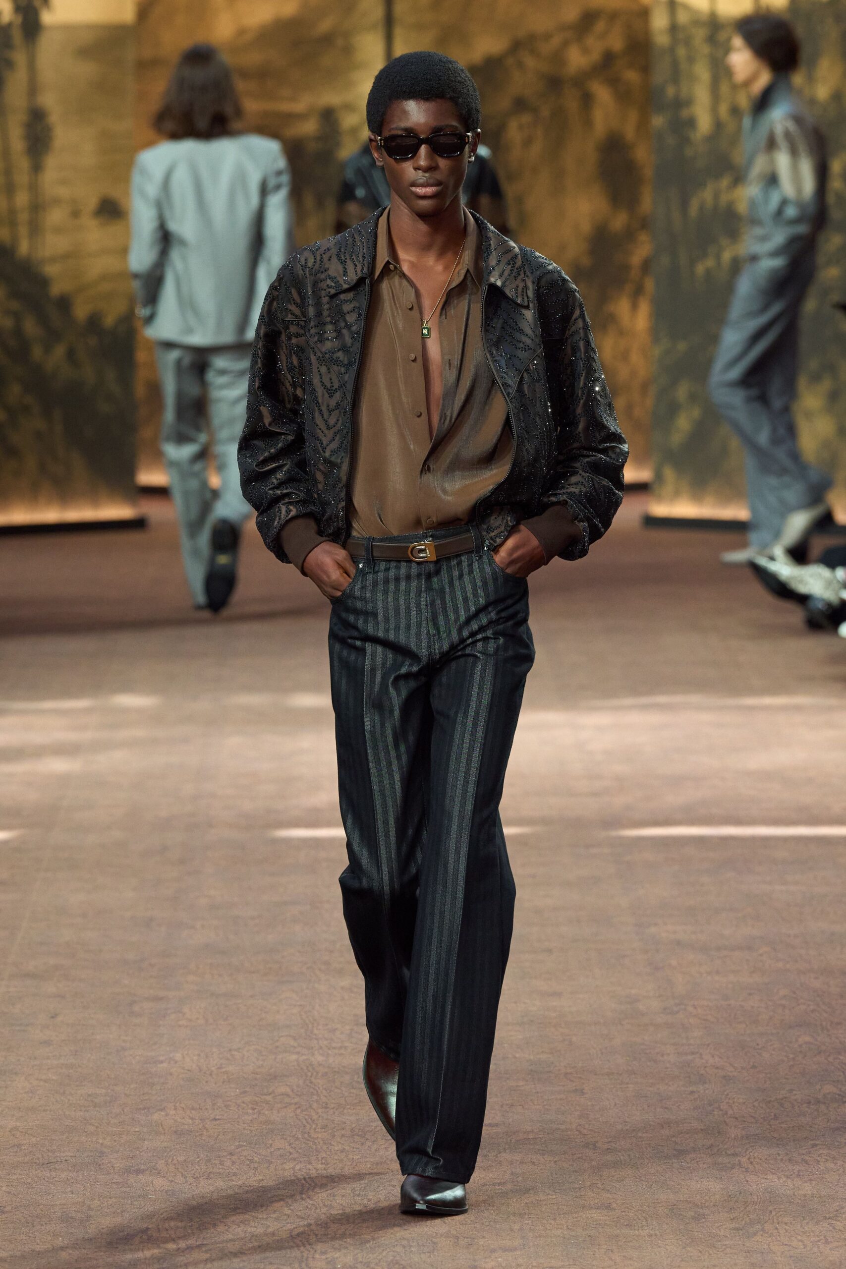 black wool tailored striped pants