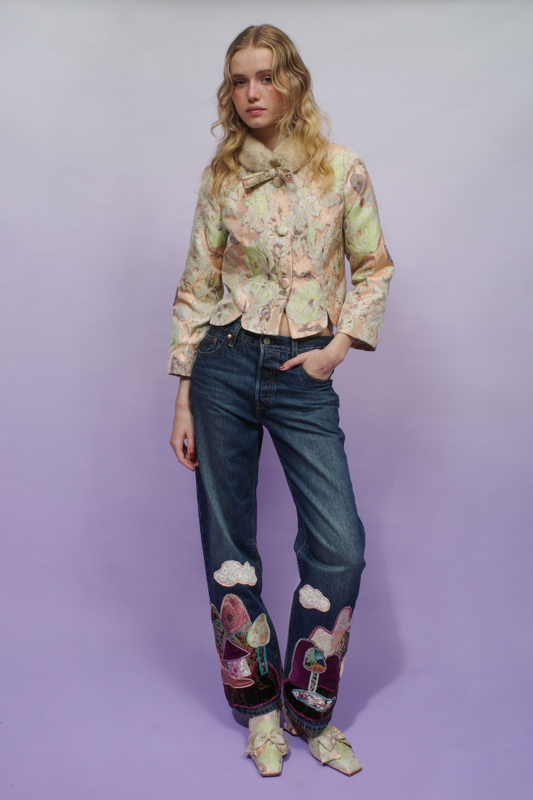 blue denim relaxed distressed jeans