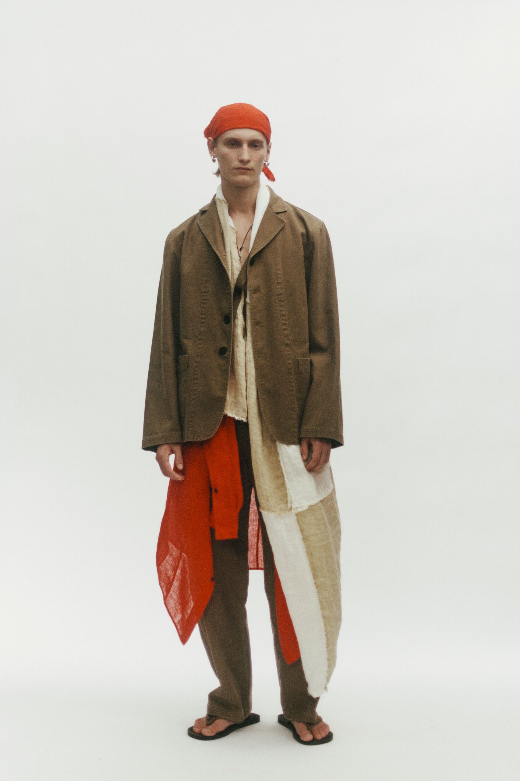 brown cotton long-sleeve collared relaxed buttoned jacket