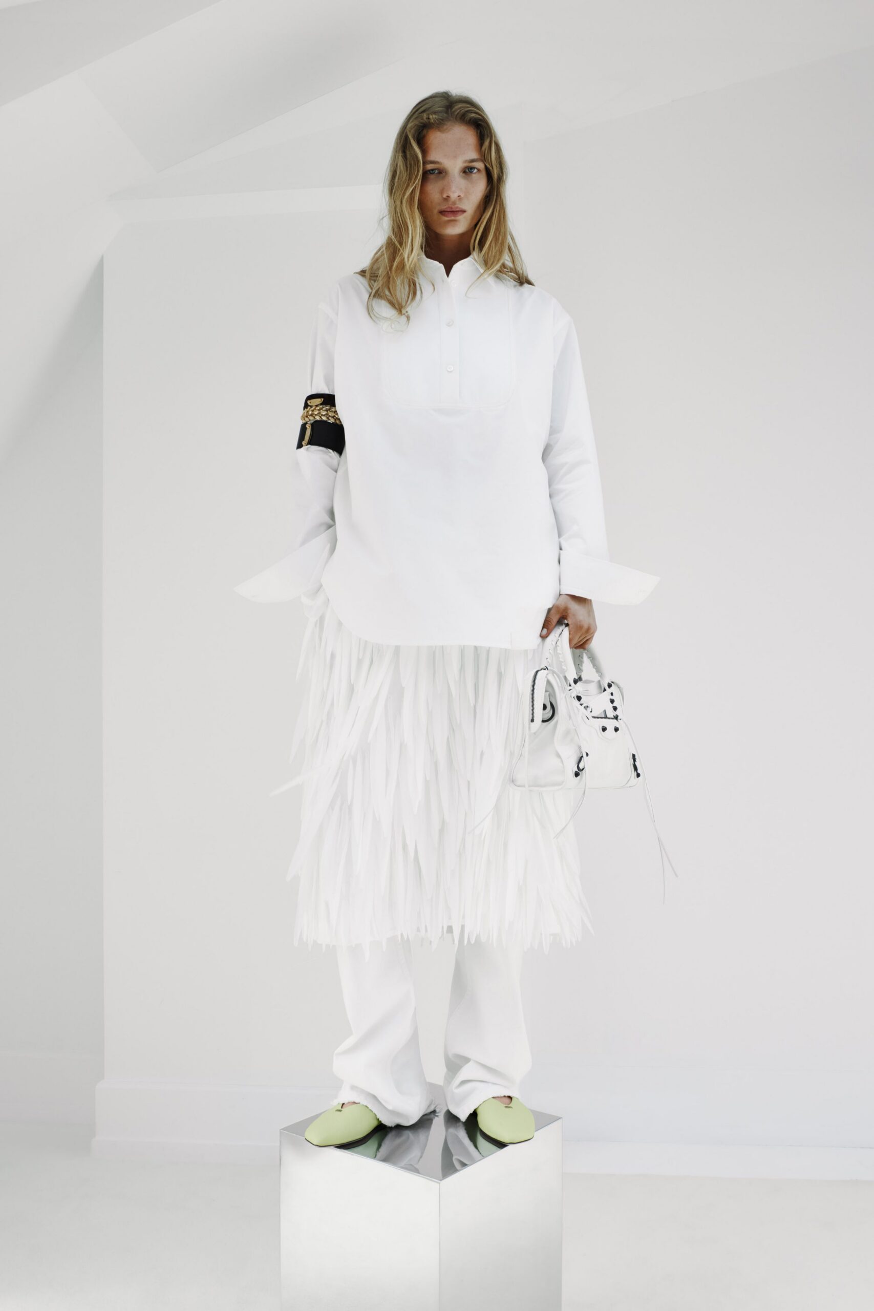 white cotton long-sleeve collared relaxed shirt