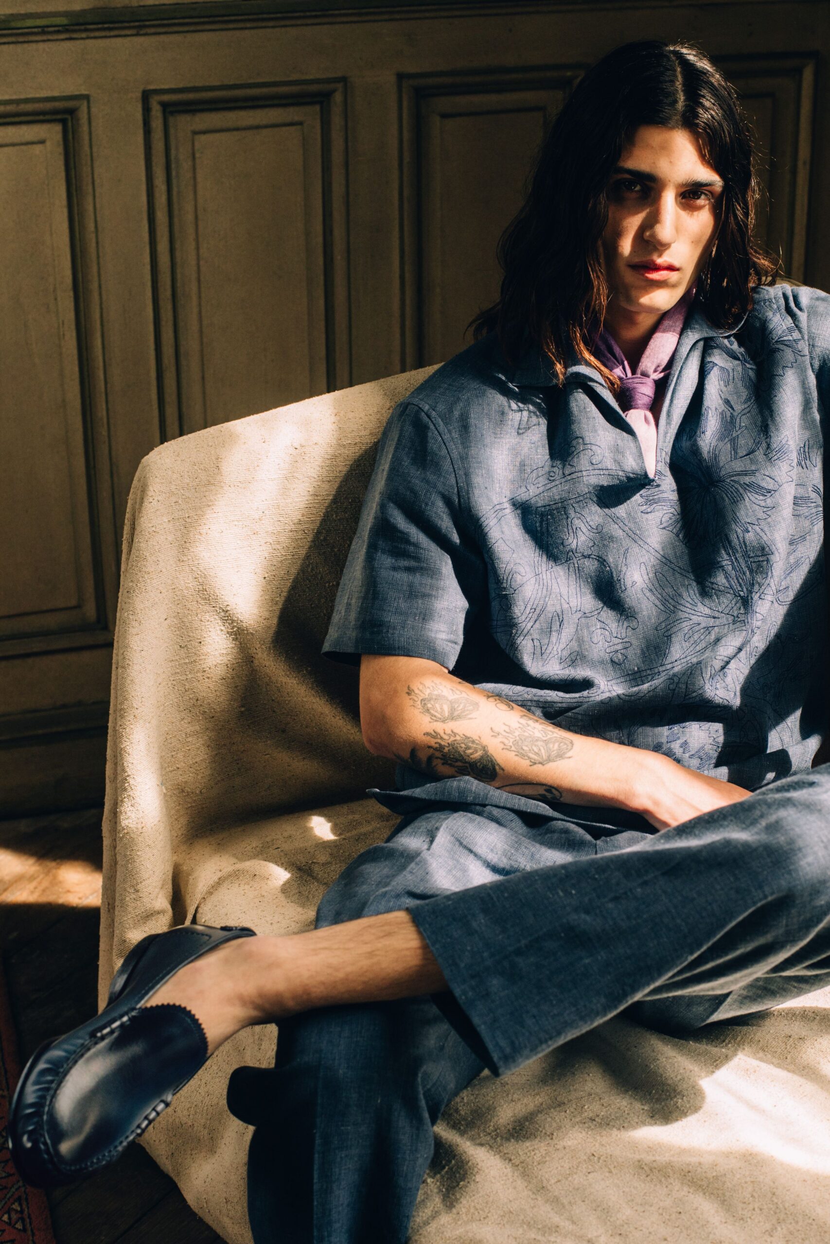 blue cotton shirt and pants