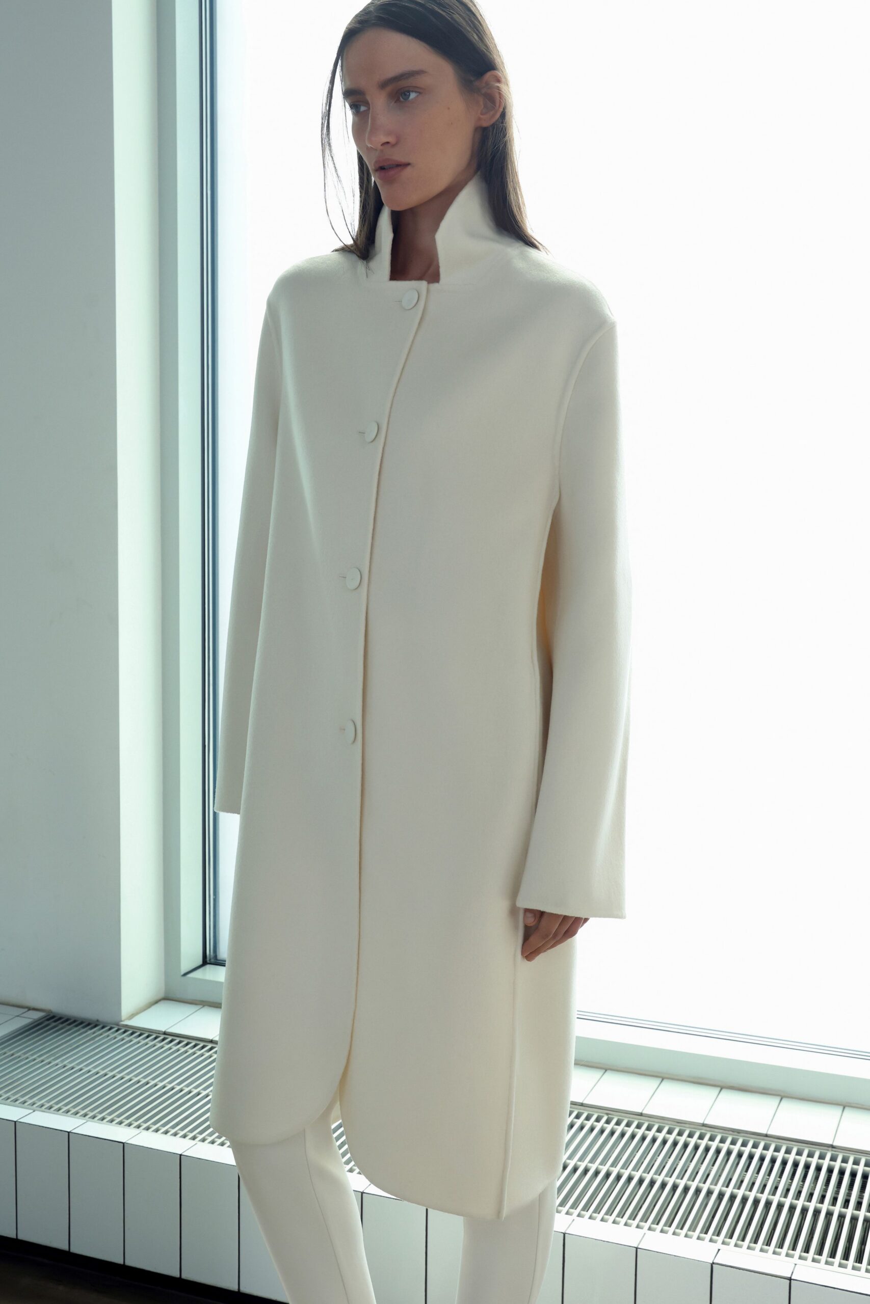 white wool relaxed coat