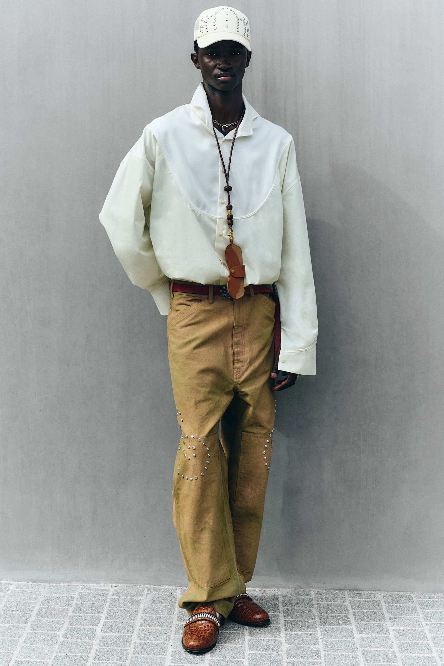 white cotton long-sleeve collared oversized shirt