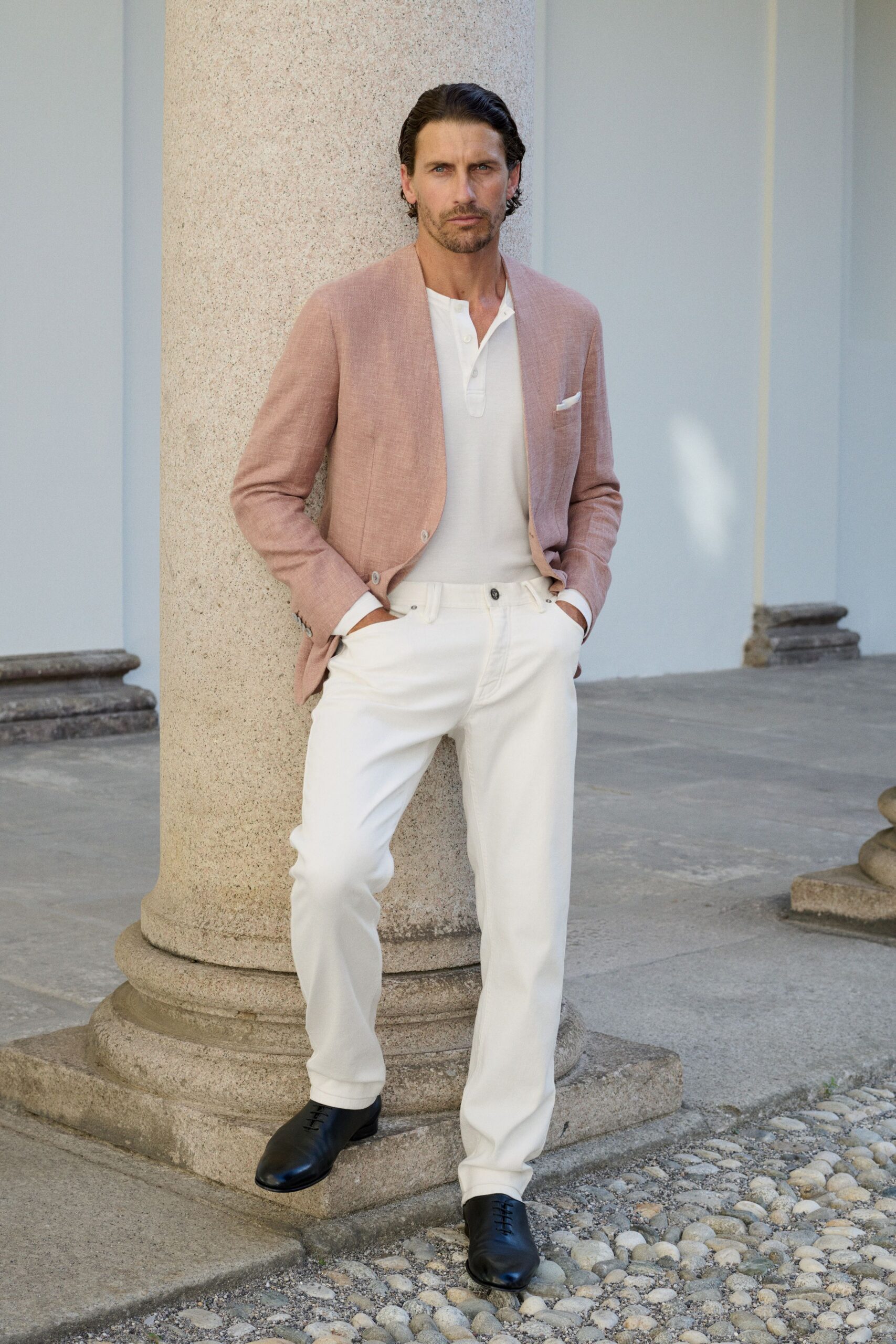 white cotton slim pants
