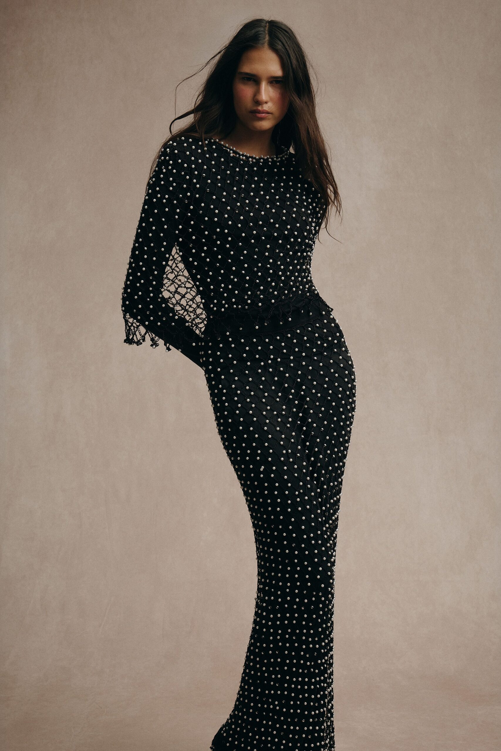 black velvet embroidered gown