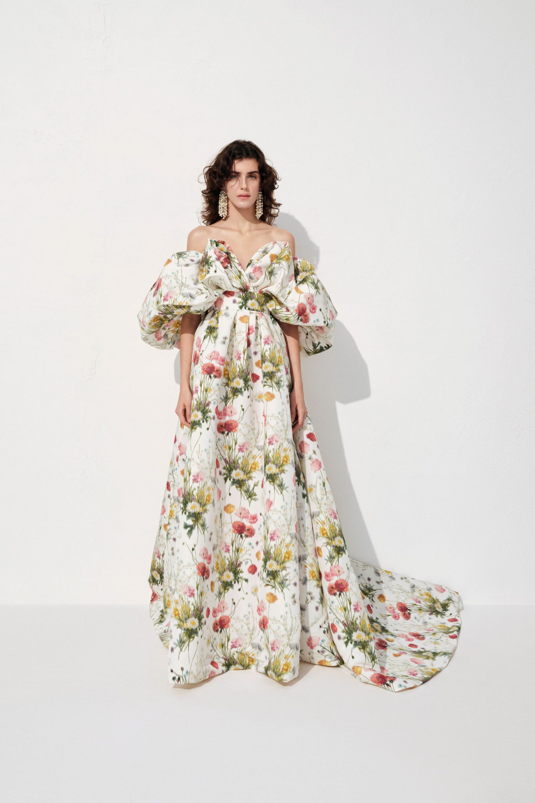 floral off-shoulder maxi gown
