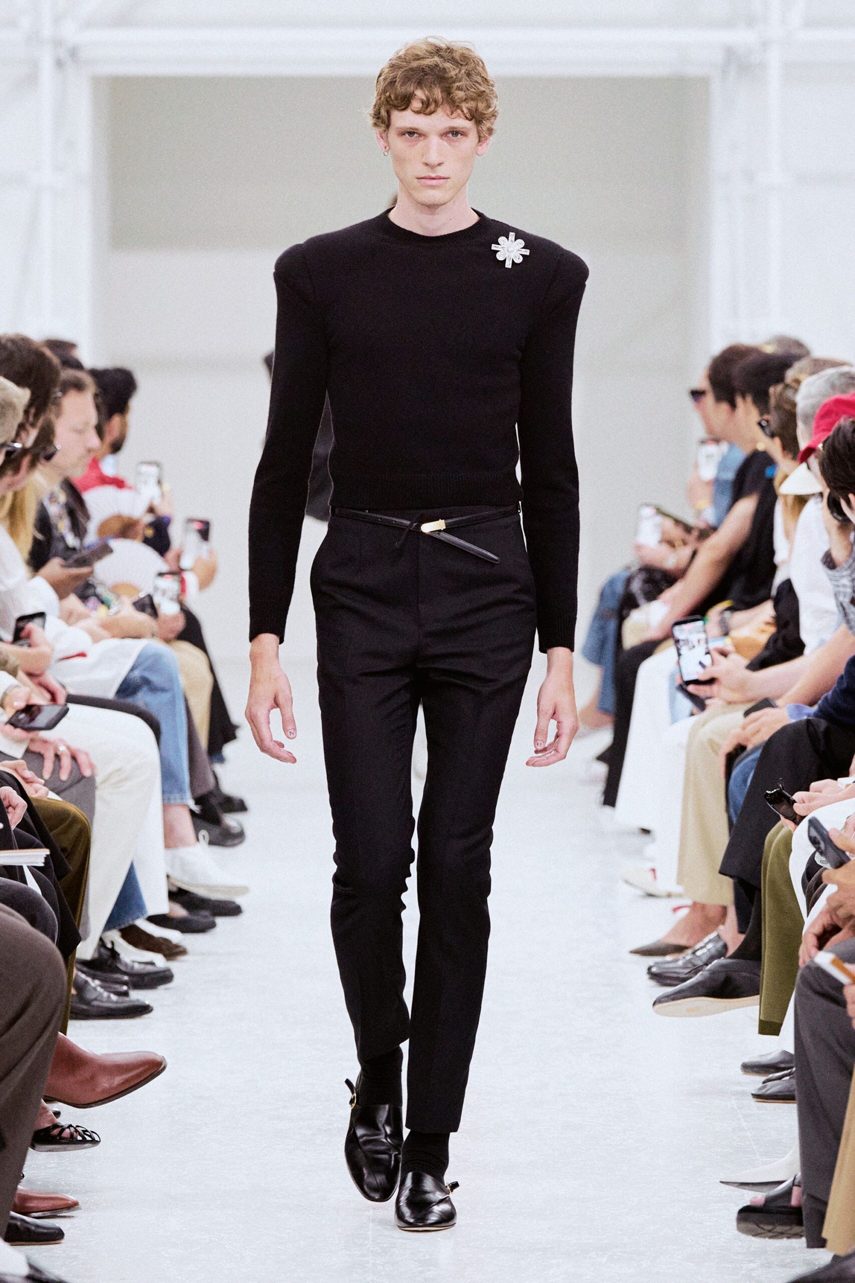 black fitted top and pants