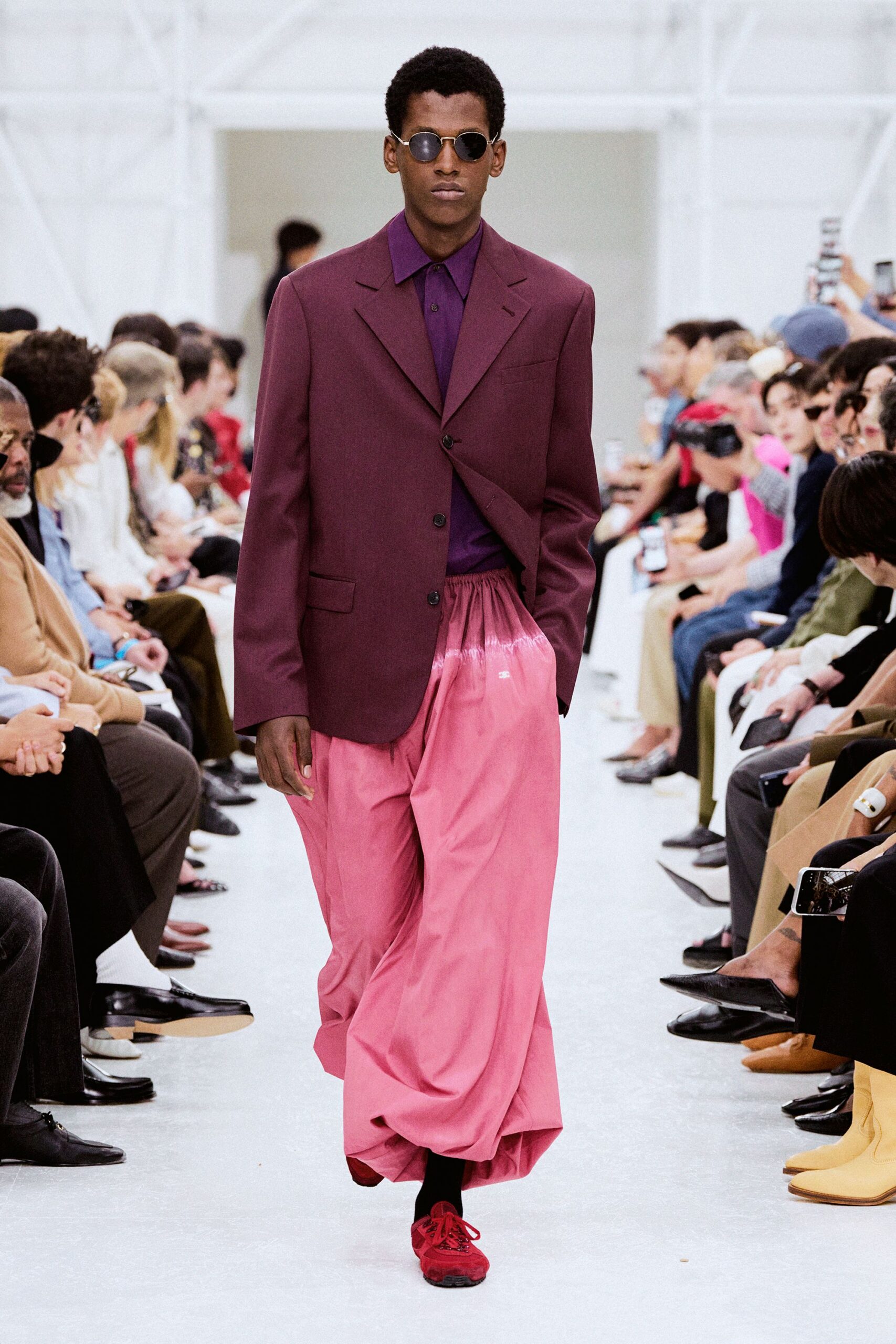 purple blazer with pink pants
