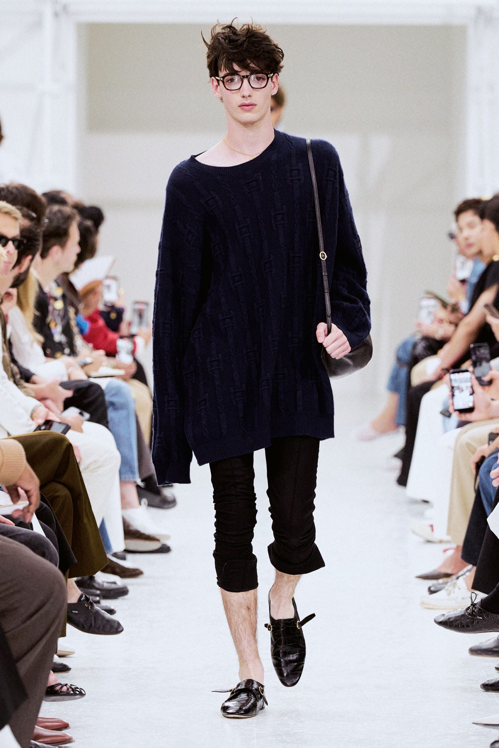 navy oversized sweater with black pants