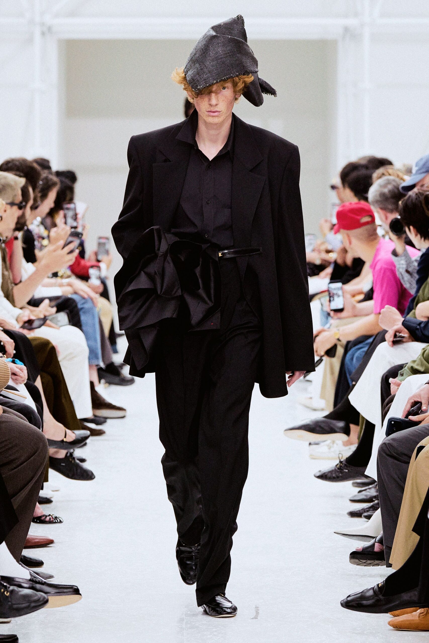 black oversized blazer with tailored pants