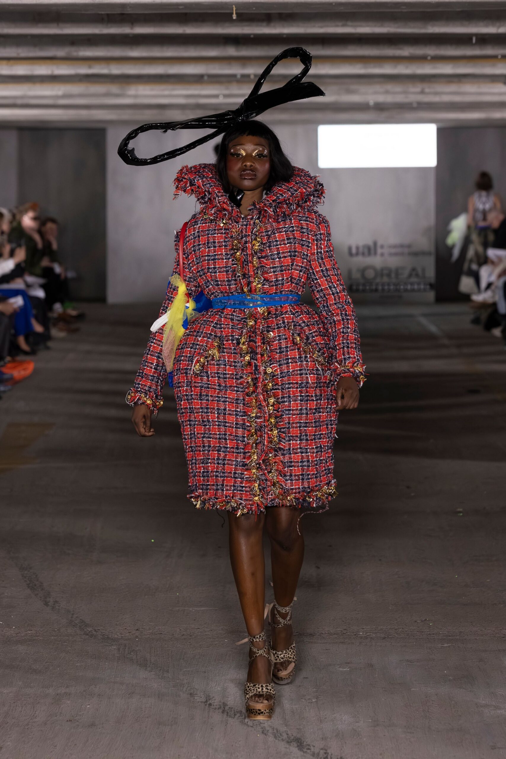 colorful midi coat with hat