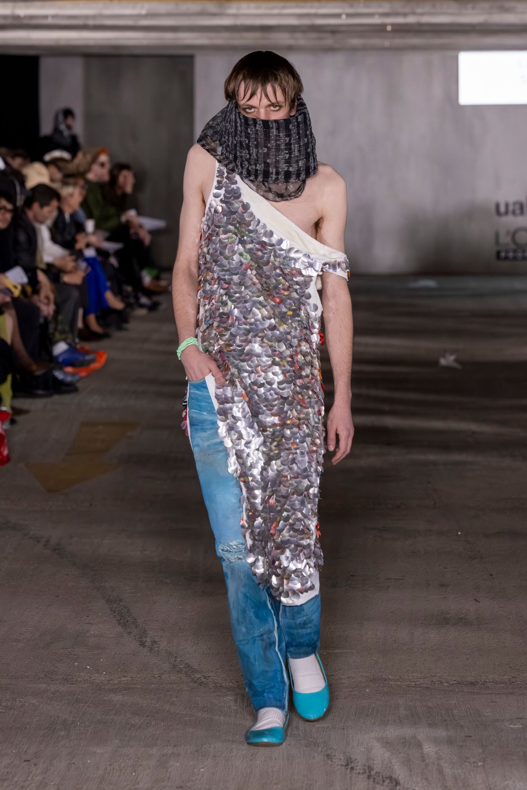 asymmetric silver layered dress